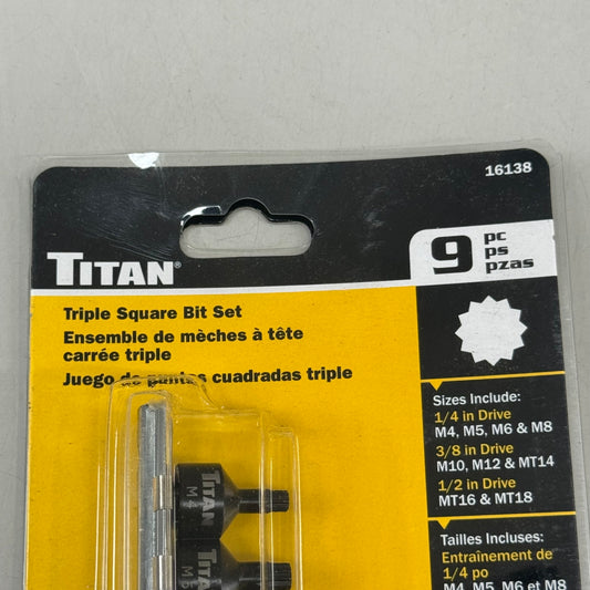 TITAN (9 Piece) Triple Square Bit Set 1/4"-1/2" Dr M4-MT18 Black 16138 Low Profile Impact