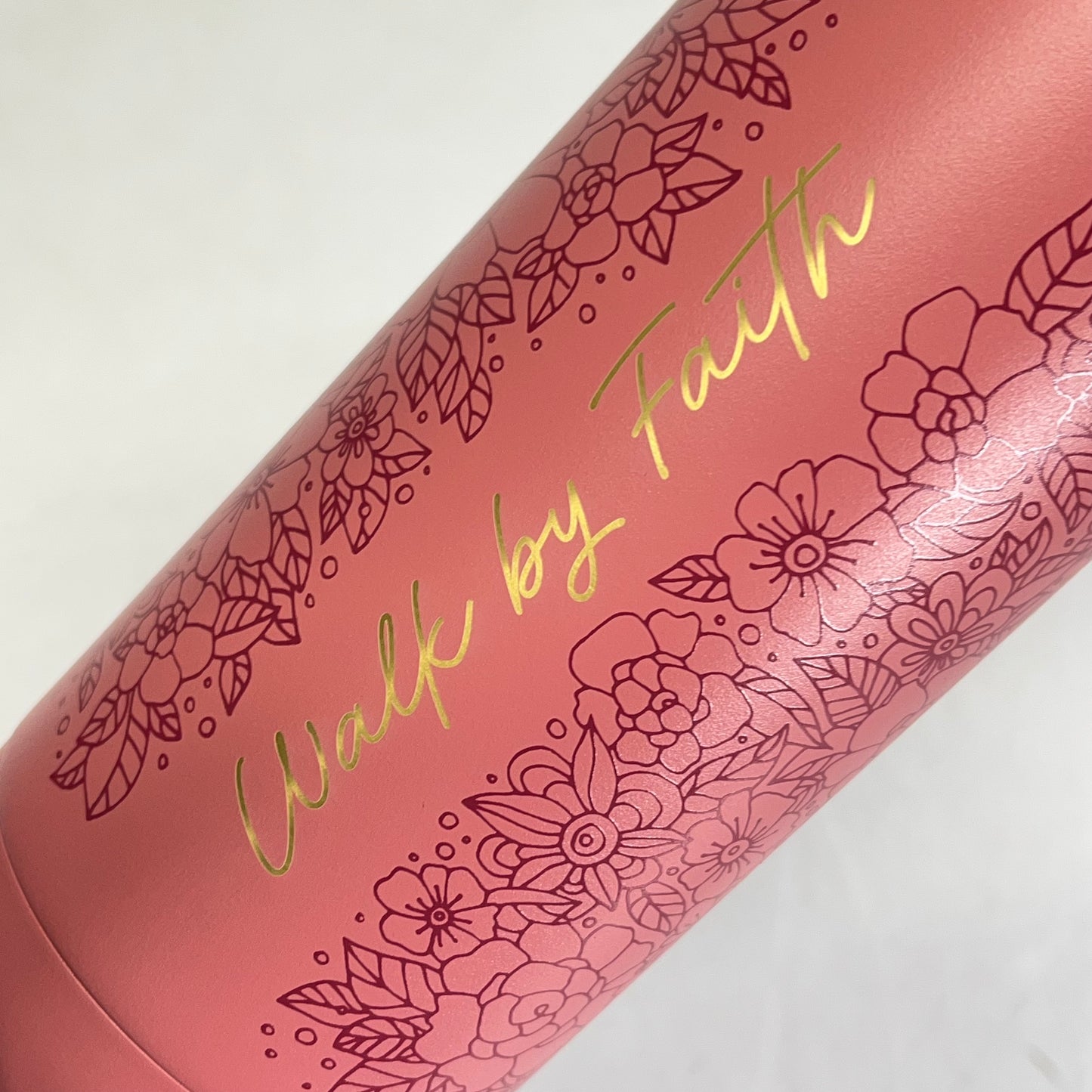 CHRISTIAN ART GIFTS Walk By Faith Stainless Steel Water Bottle 24 Fl Oz Pink