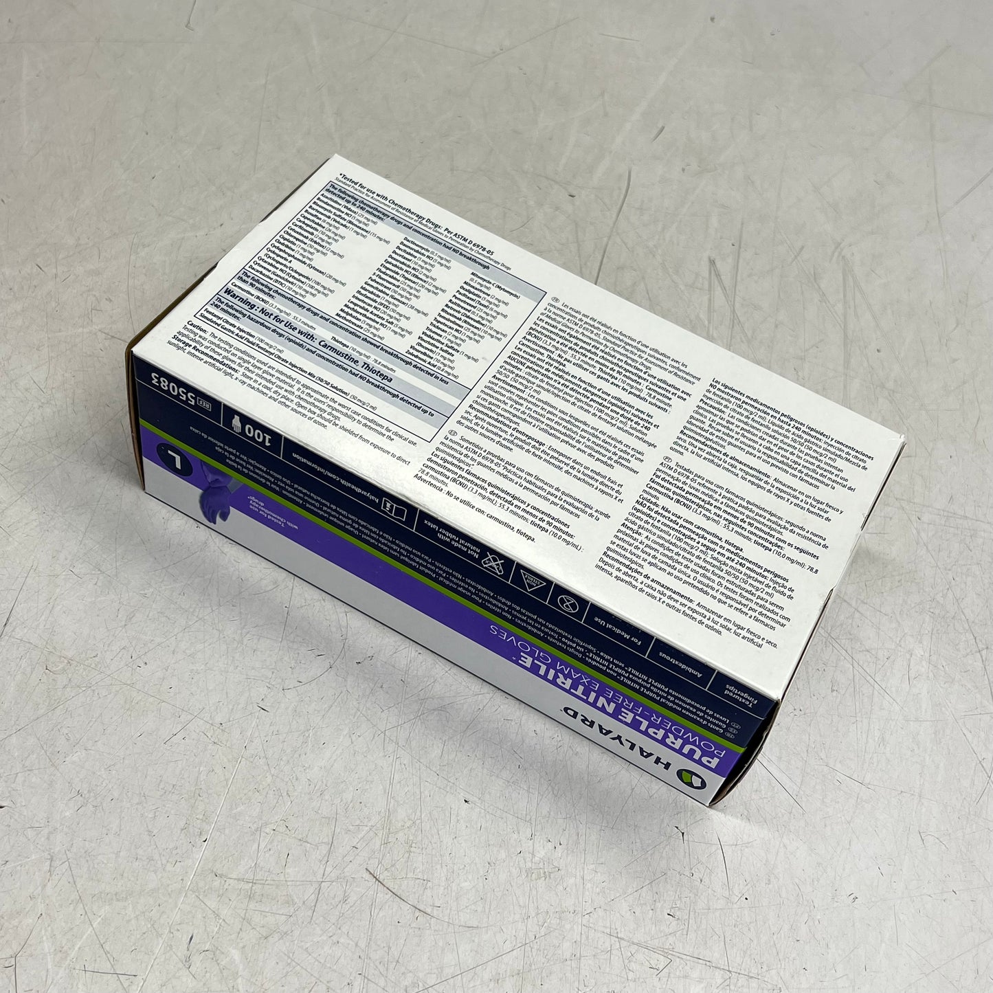 HALYARD (2 PACK, 100 EACH) Exam Glove Powder Free Sz L Purple 55083 BB 06/30