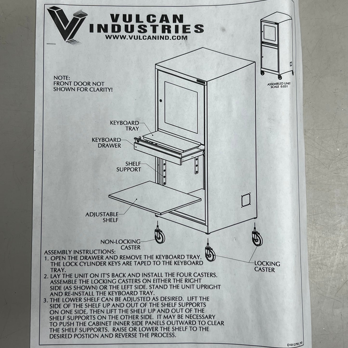 ZA@ VULCAN Mobile Security Computer Cabinet Sz 57"H X 26"L X 24"W, Grey (AS-IS, Damage)