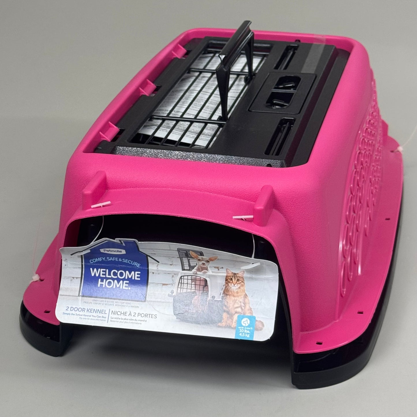 ZA@ PETMATE Easy to Assembly 2 Door Dog & Cat Kennel Made in USA 10 lbs Pink 21227 A