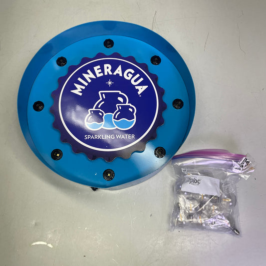 SAVAGE METAL Mineragua Metal Light-Up Sign 16”x4” Blue