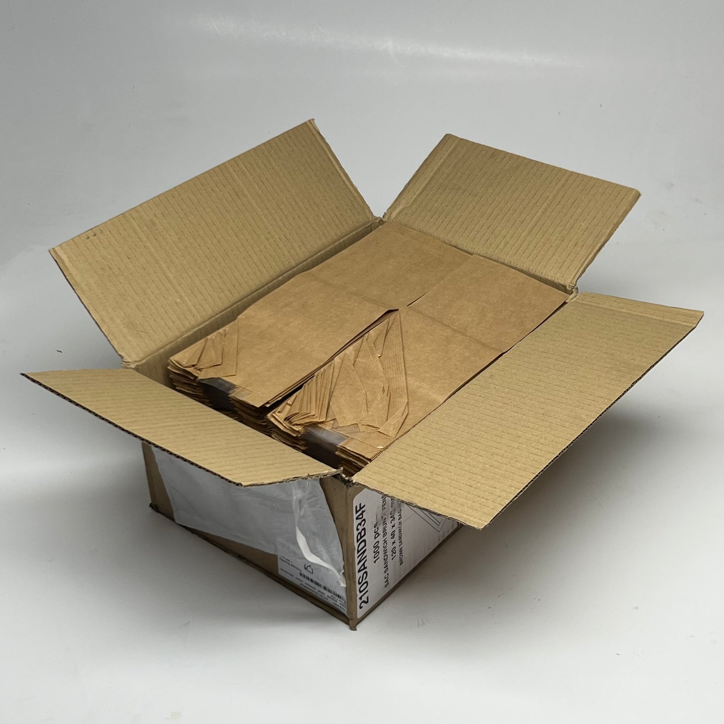 ZA@ FIRST PACK (1000 PACK) Kraft Paper Sandwich & Baguette Bags with Window Sz 4.7" x 1.6" x 13.4" 210SANDB34F