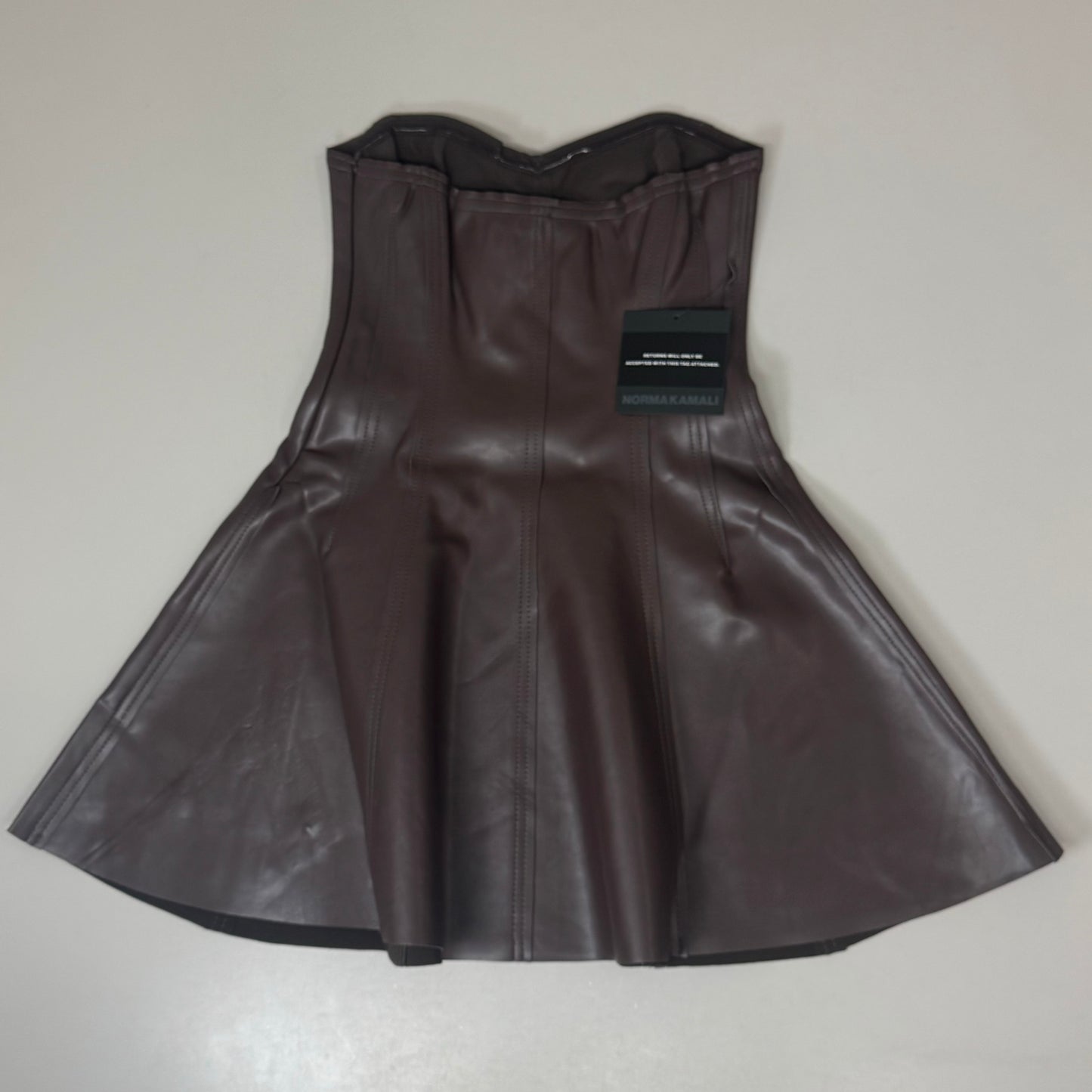 NORMA KAMALI Strapless Grace Mini Dress Unlined Women's Sz S/36 Chocolate