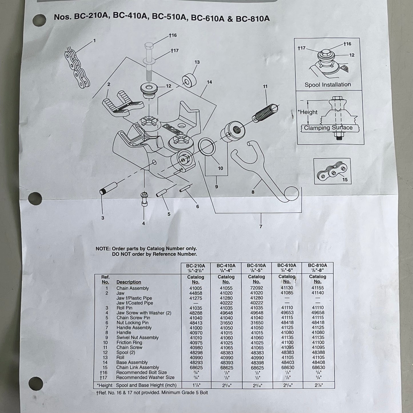 RIDGID Model BC410A Bench Chain Vise 1/8" - 4" 40195