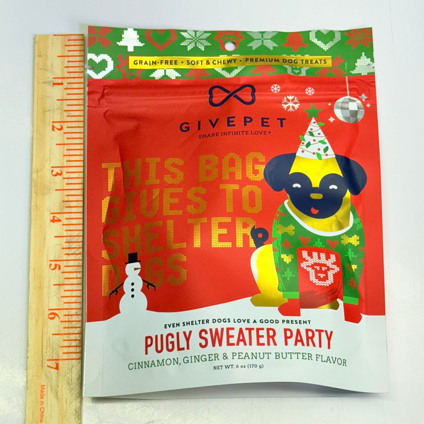 GIVEPET (3 PACK) Pugly Sweater Party Premium Dog Treats Soft & Chewy 6 oz BB 08/27