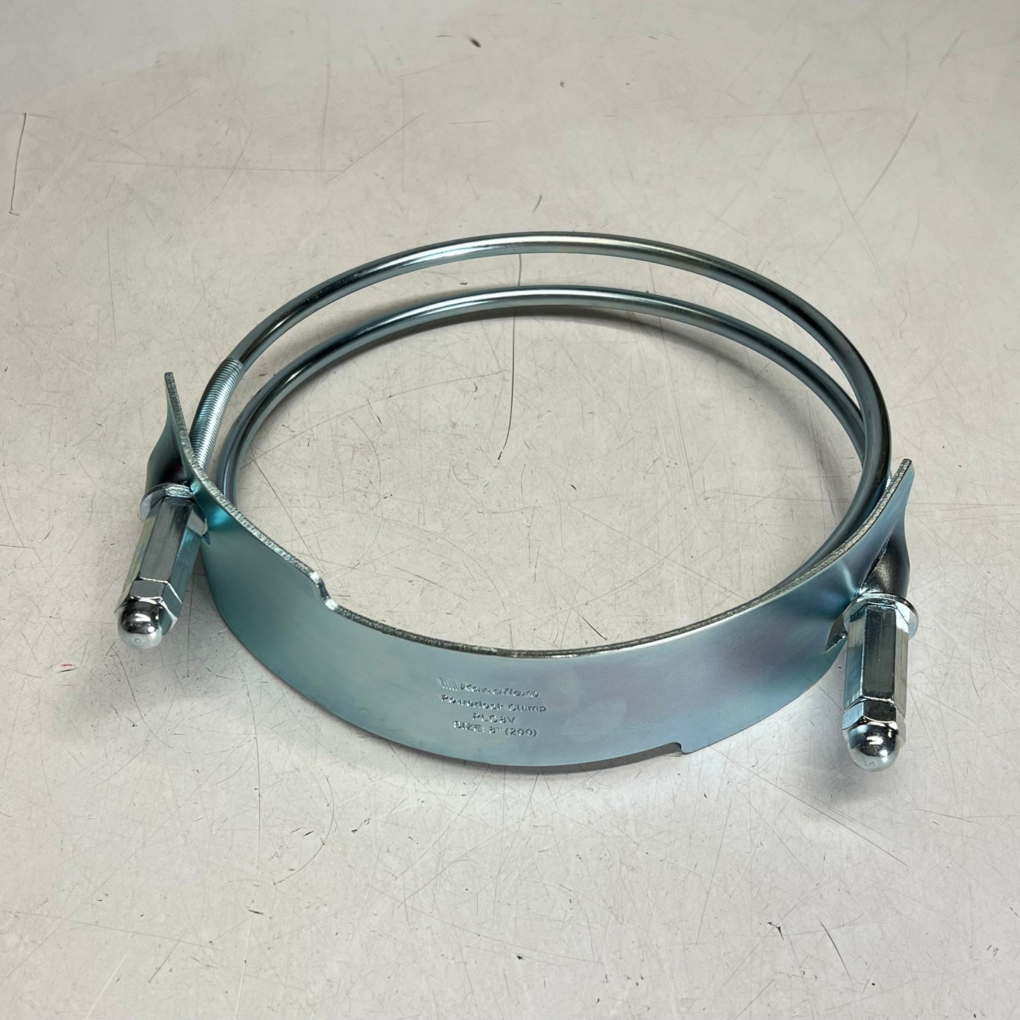 KANAFLEX Power Lock Clamp Steel Double Bolt for Corrugated Hoses 8" Silver PLC8V