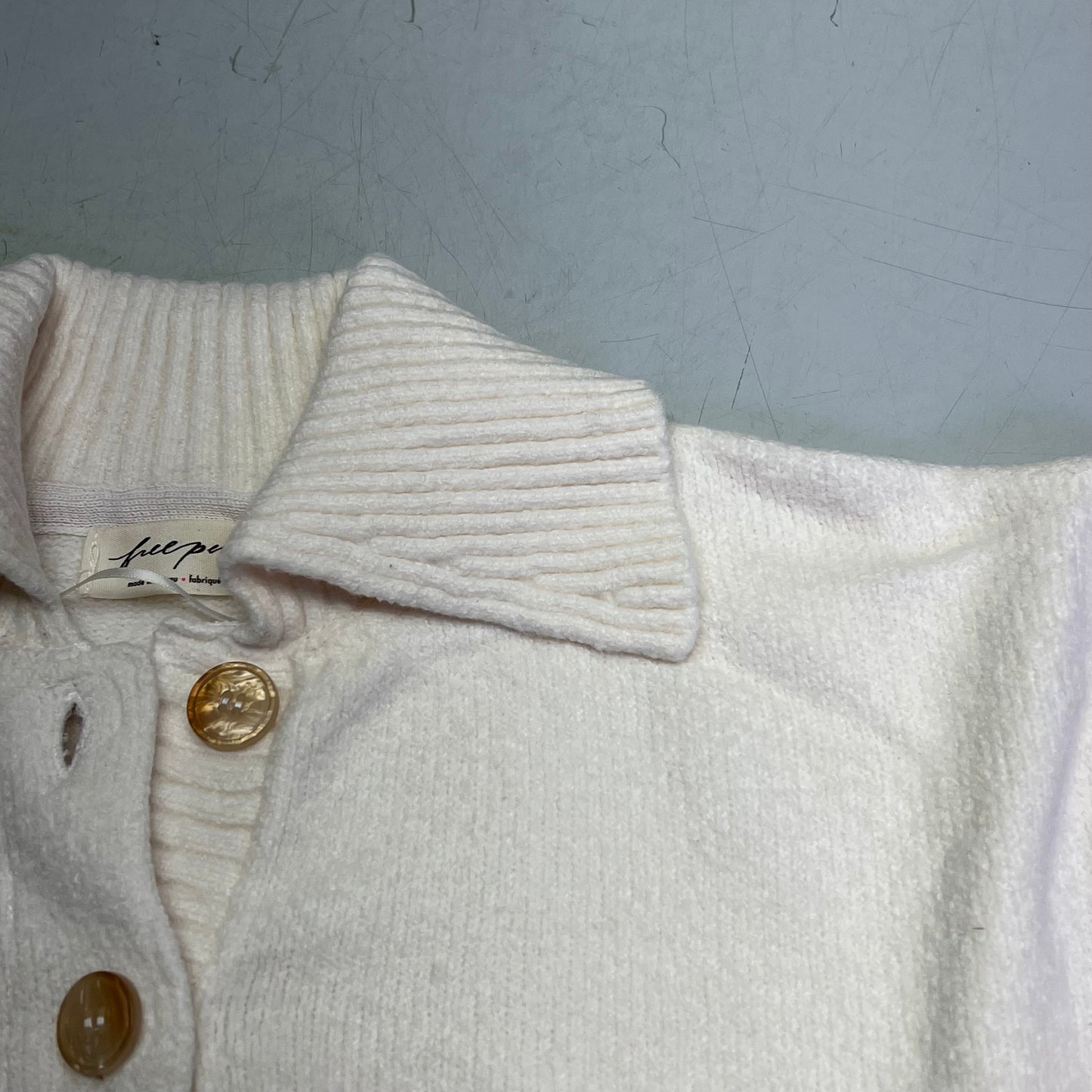 FREE PEOPLE Soft Trading Up Polo Relaxed Fit Women's Sz S  Ivory 101767630