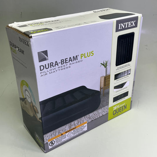 INTEX Dura-Beam Plus Pillow Rest Air Mattress Built-In Pump Queen 16.5" 64123ED
