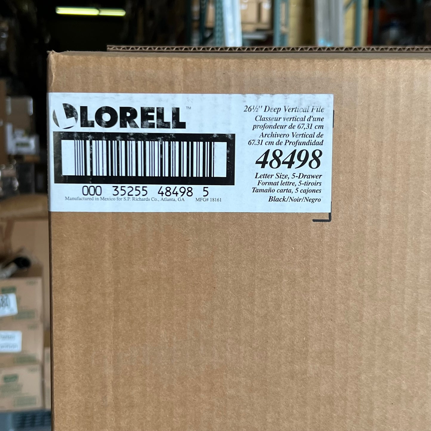 LORELL 5-Drawer Deep Vertical File Sz 15"W x 26.5"L x 61.5"H - Black 48498