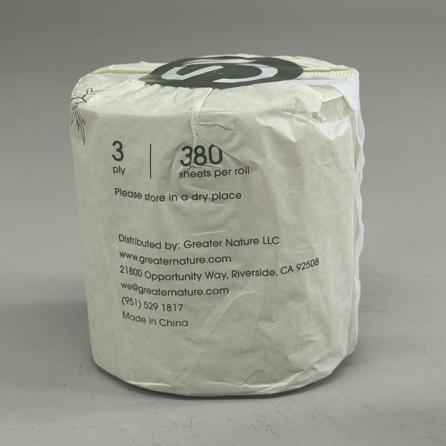 GREAT NATURE (24 Pack) 100% Bamboo Core-less Toilet Paper 3Ply, 380 Sheets Per Roll Green/White