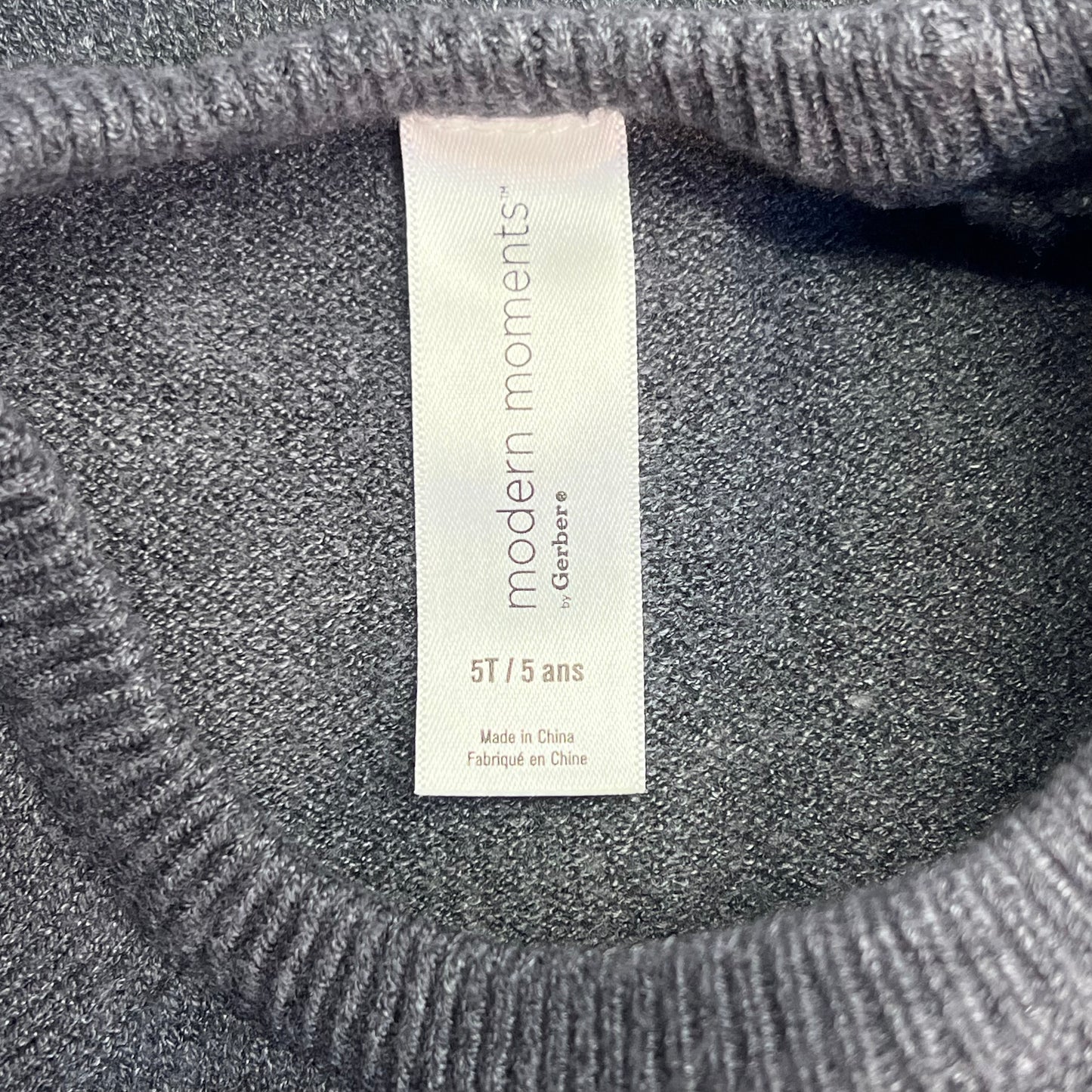 GERBER Soft Viscose Long Sleeve Sweater Dress Girl's Sz 5T Grey/Blue 503261