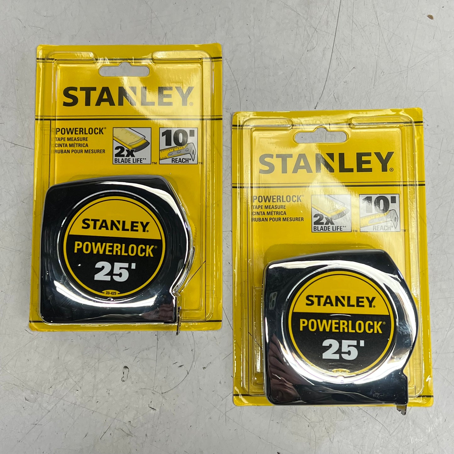 ZA@ STANLEY (2 PACK) Power Lock Tape Ruler Corrosion Resistant 1"x25' Silver 33-425