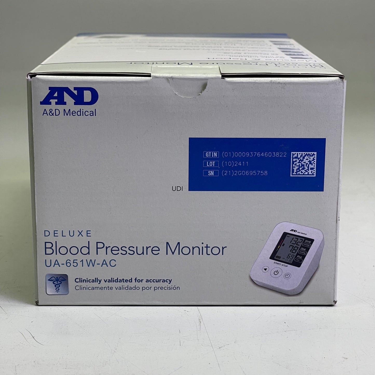 A&D MEDICAL Wide Range Cuff Blood Pressure Monitor White w/ Black UA-651-AC