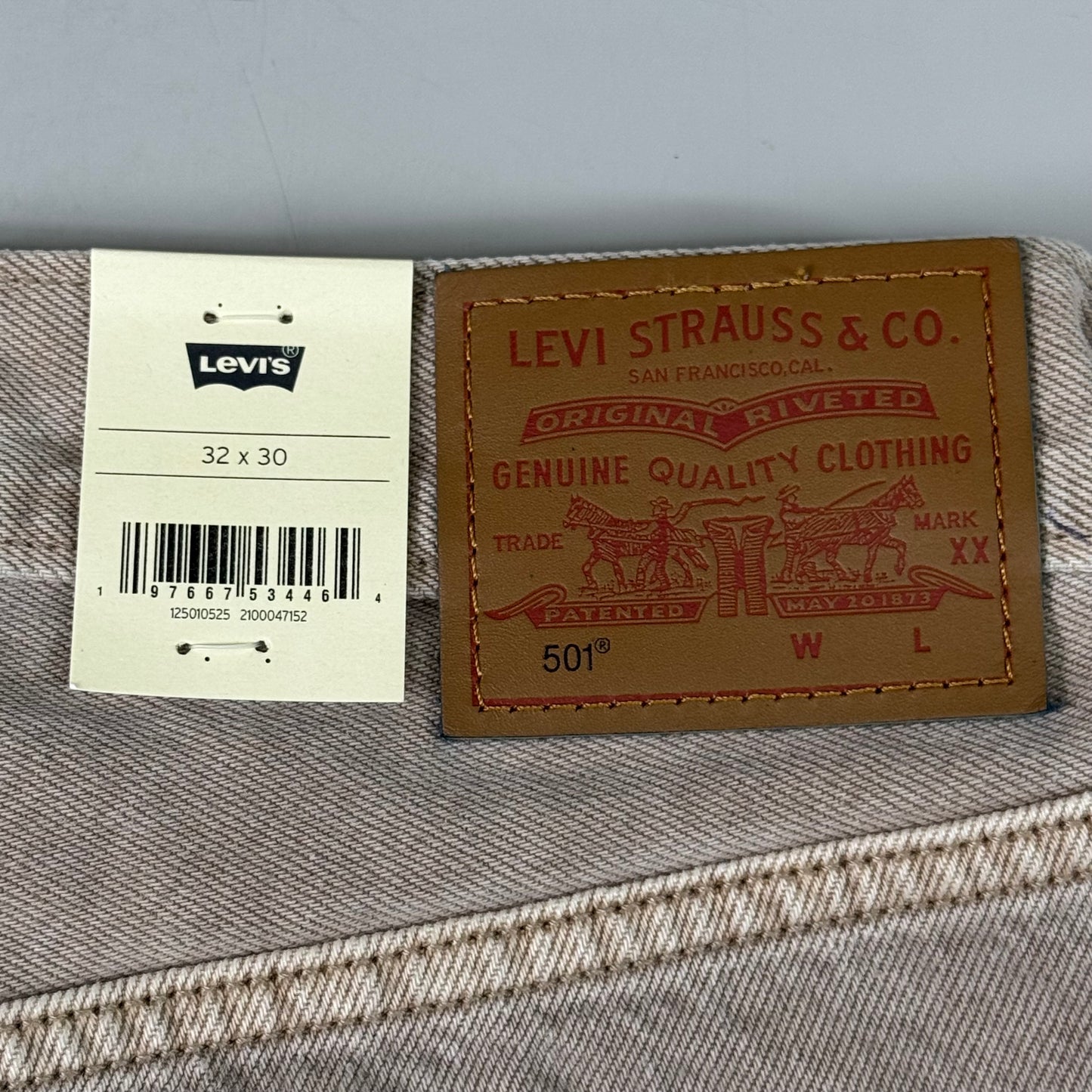 LEVIS 501 Original High Rise Straight Leg Jeans Women's Sz 32x30 Tan 125010525