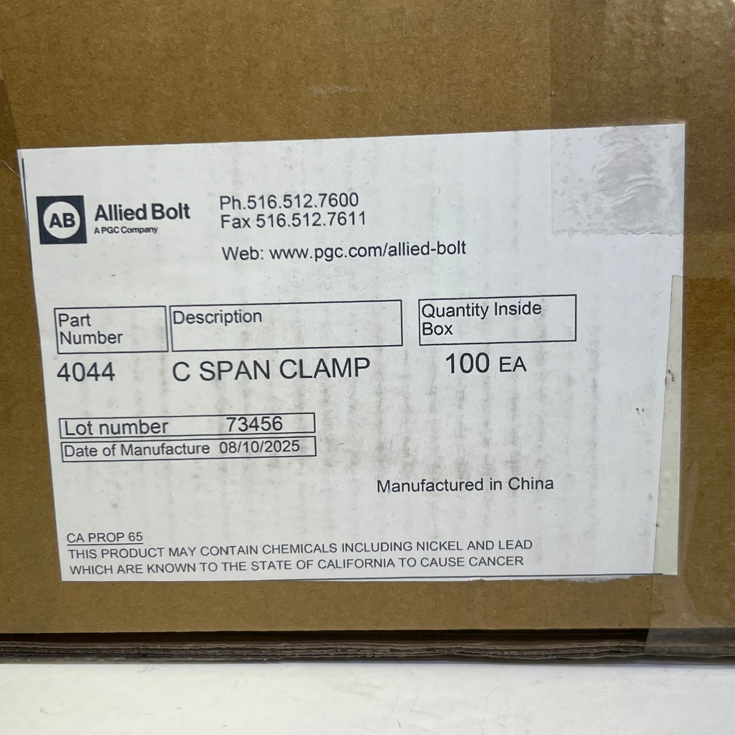 ALLIED BOLT (100 Units) C Span Clamp Sz 3/8"D, 4044