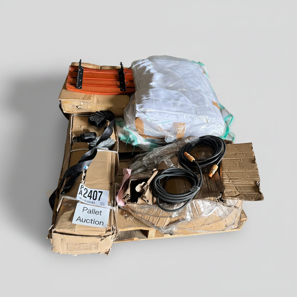 ZA@ Pallet of MIXED Huge Laundry Bags for Industrial Machine, Workout Equipment Hardware, Electrical Plugs & More!! (AS-IS)