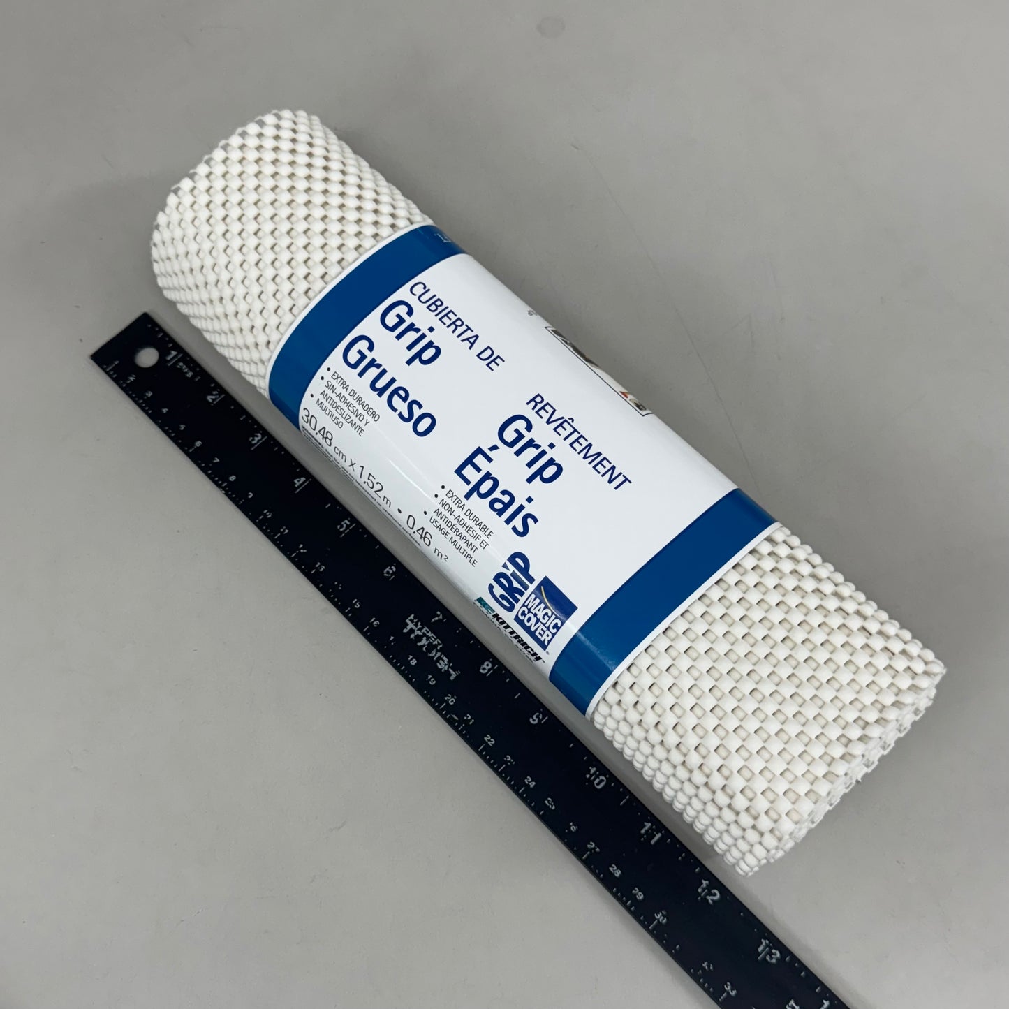 MAGIC COVER (2 Pack) Thick Grip Liner For Shelves, Counter Tops  12"x5' White 79975