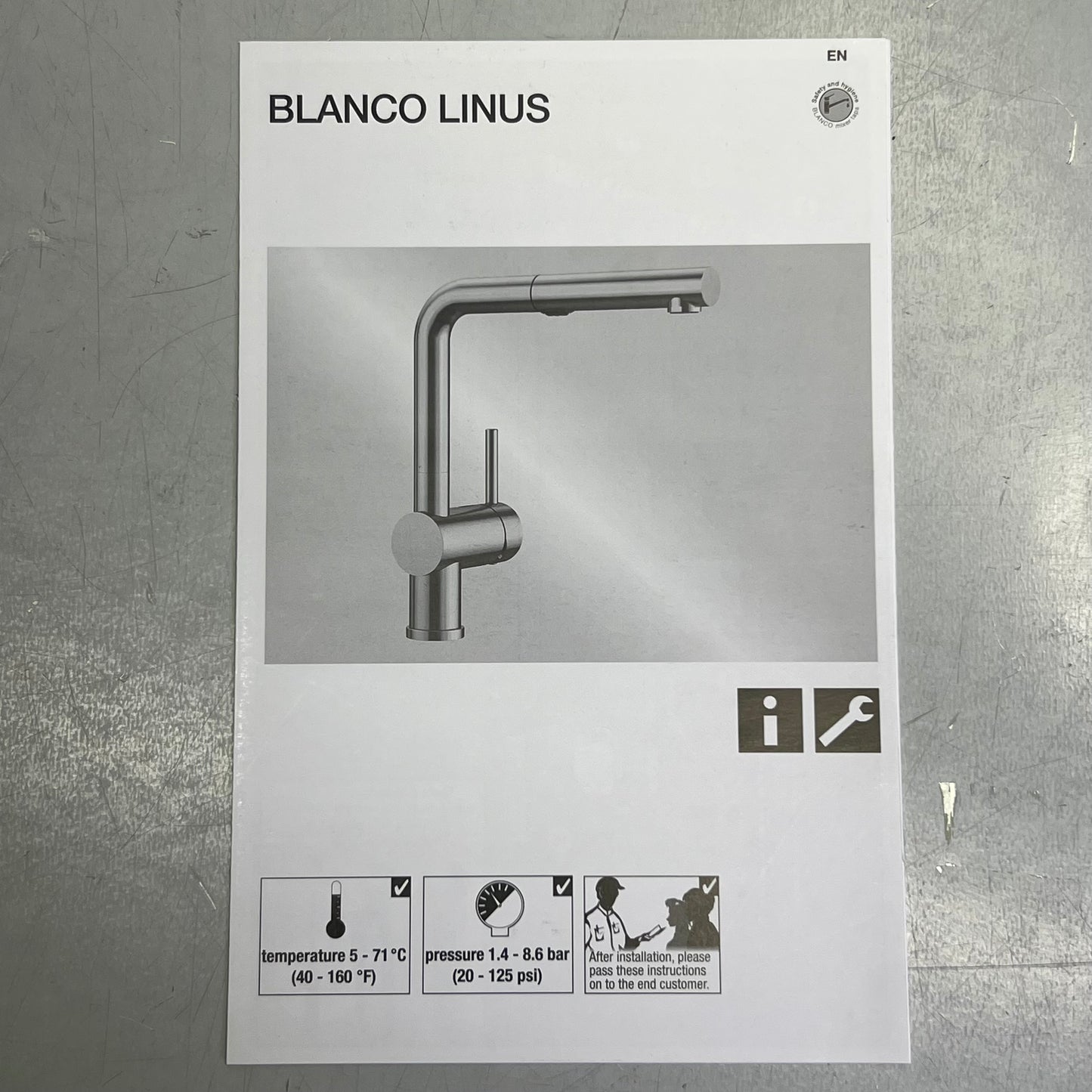 BLANCO Linus-S Var RH 1.5 SDS Mixer Tap Pull Out Spray Satin Dark Steel 00443269