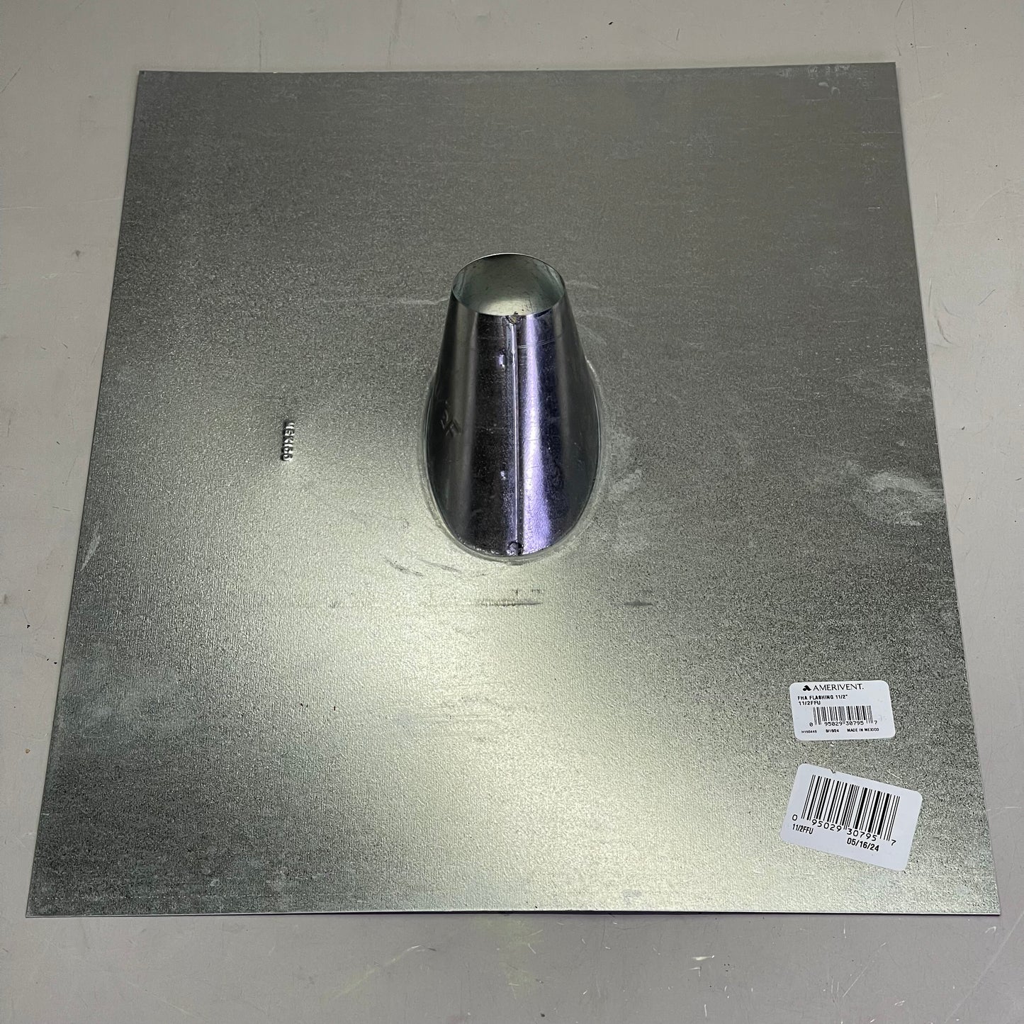 AMERIVENT Round Vent Flashing 1-1/2" Dia Galvanized Steel AMV112FFU