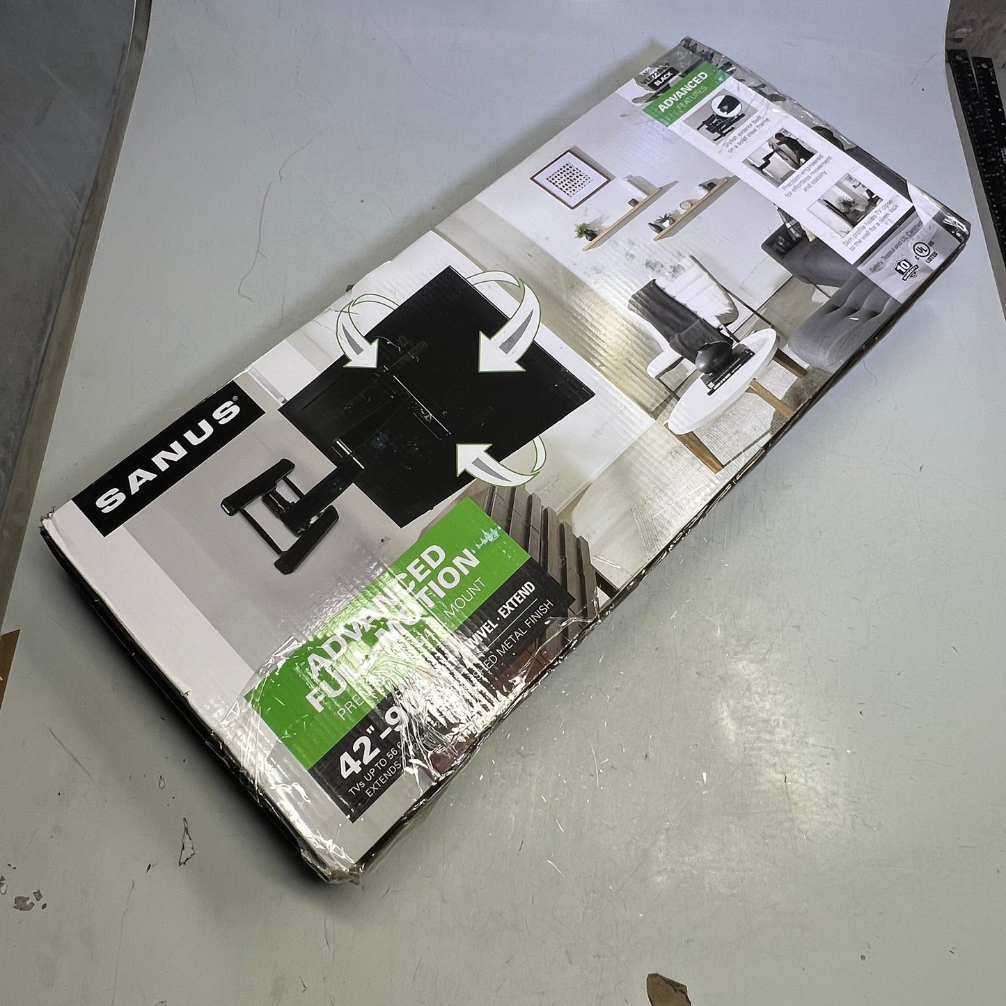 SANUS Heavy Gauge Steel Full Motion TV Mount Low Profile 42"-90" Black VLF728