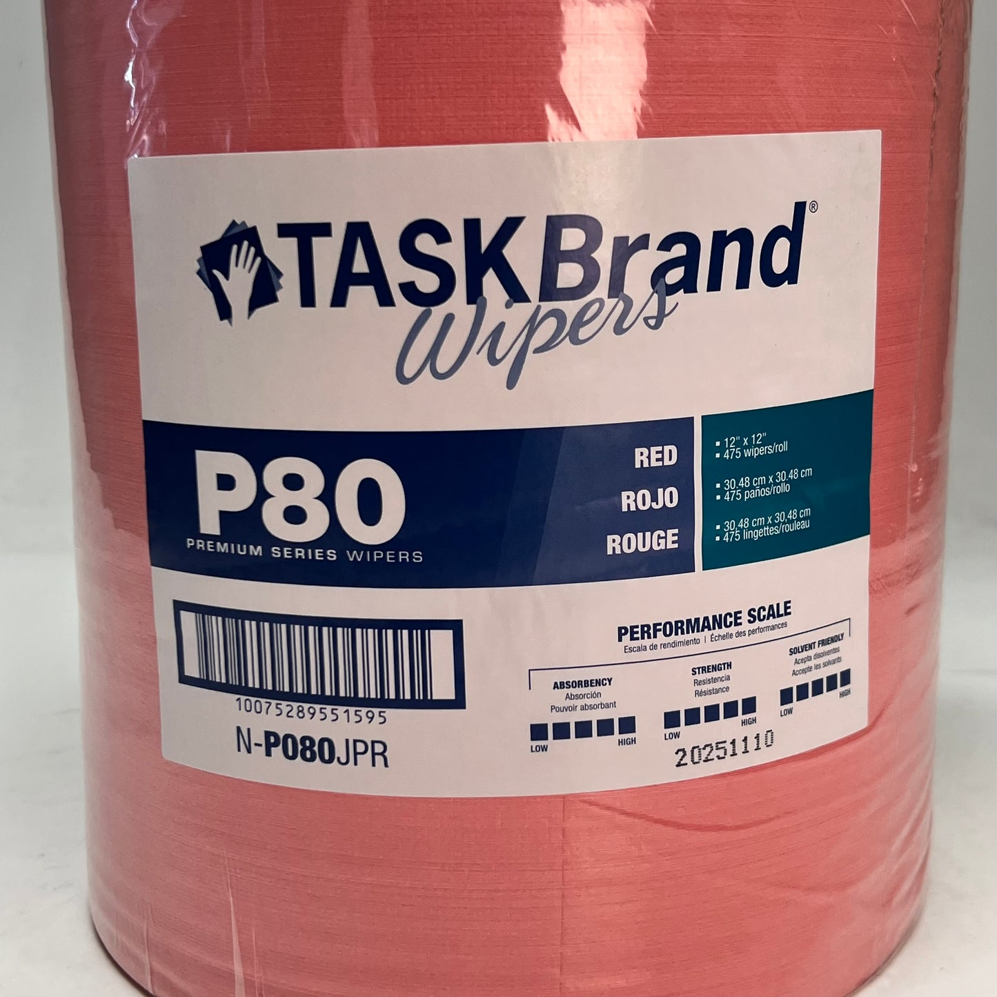 TASKBRAND Premium Series Wipers Sz 12" x 12" - Red P80