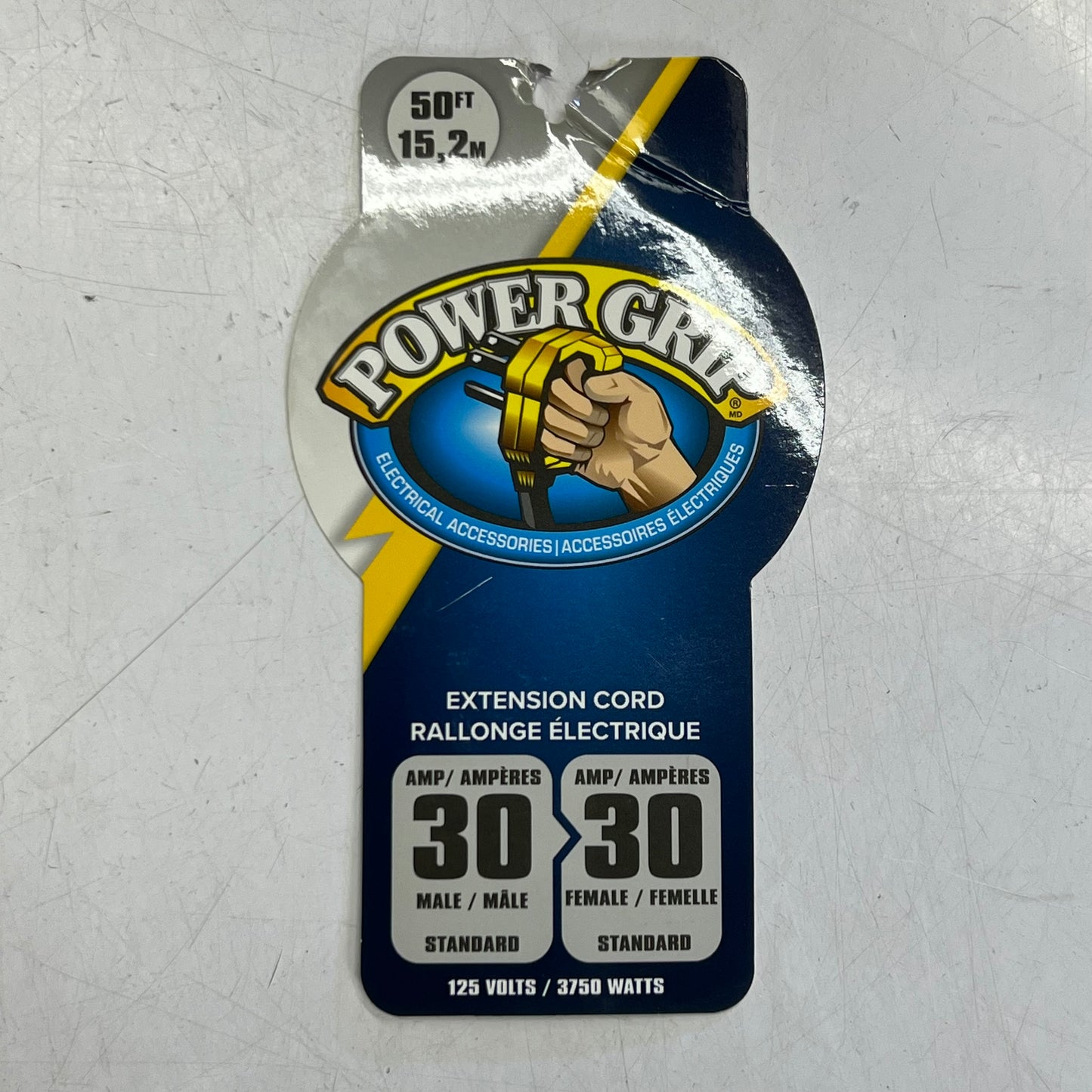 POWER GRIP Camco Extension Cable 30 Amp 50 ft. Black & Yellow 55197