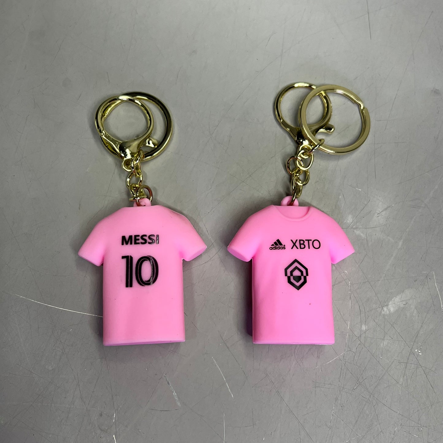 FORVER SPORTS (12 PACK) Messi Soccer Team Jersey #10 Keychain Bright Pink