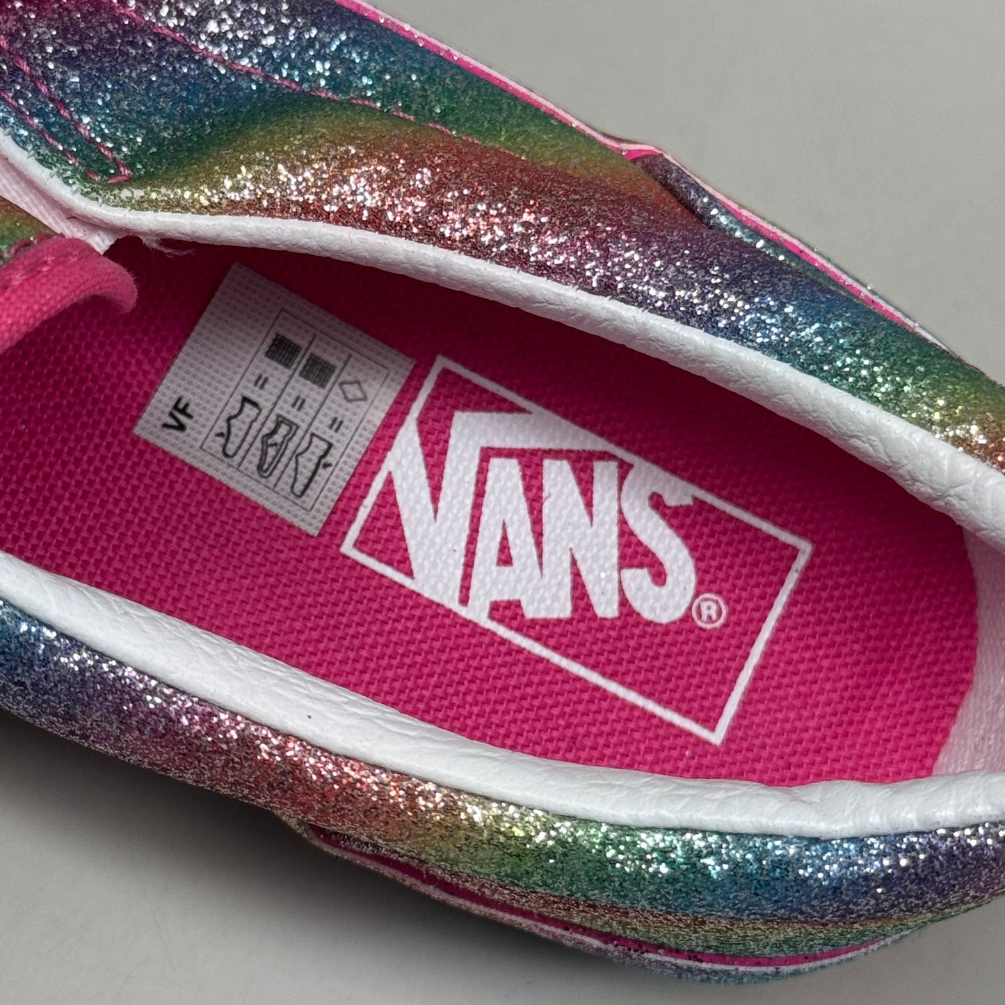 VANS Classic Slip-On Glitter Rainglow US Kids SZ 2.0 Multicolor New Without Box