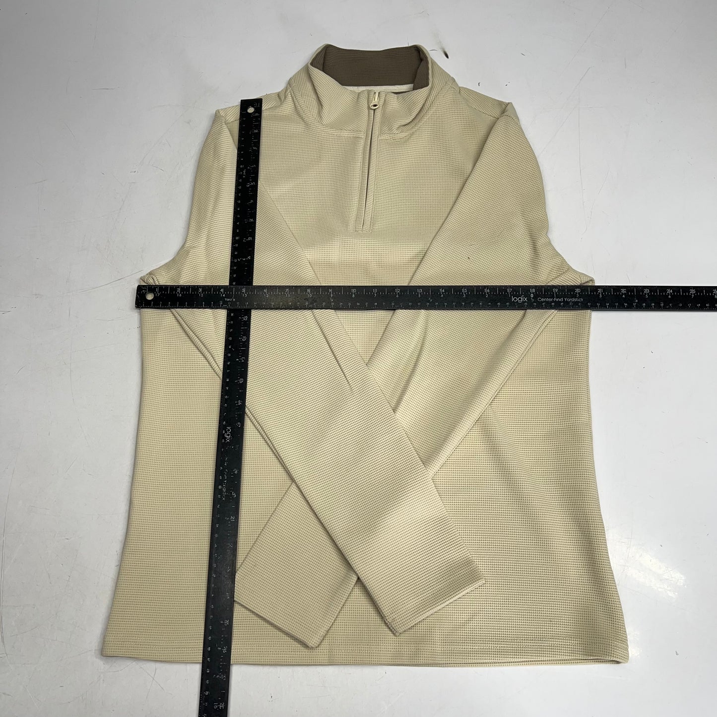 THOMAS STERLING Half Zip Up Waffle Knit Jacket Men's Sz S Khaki 110034747