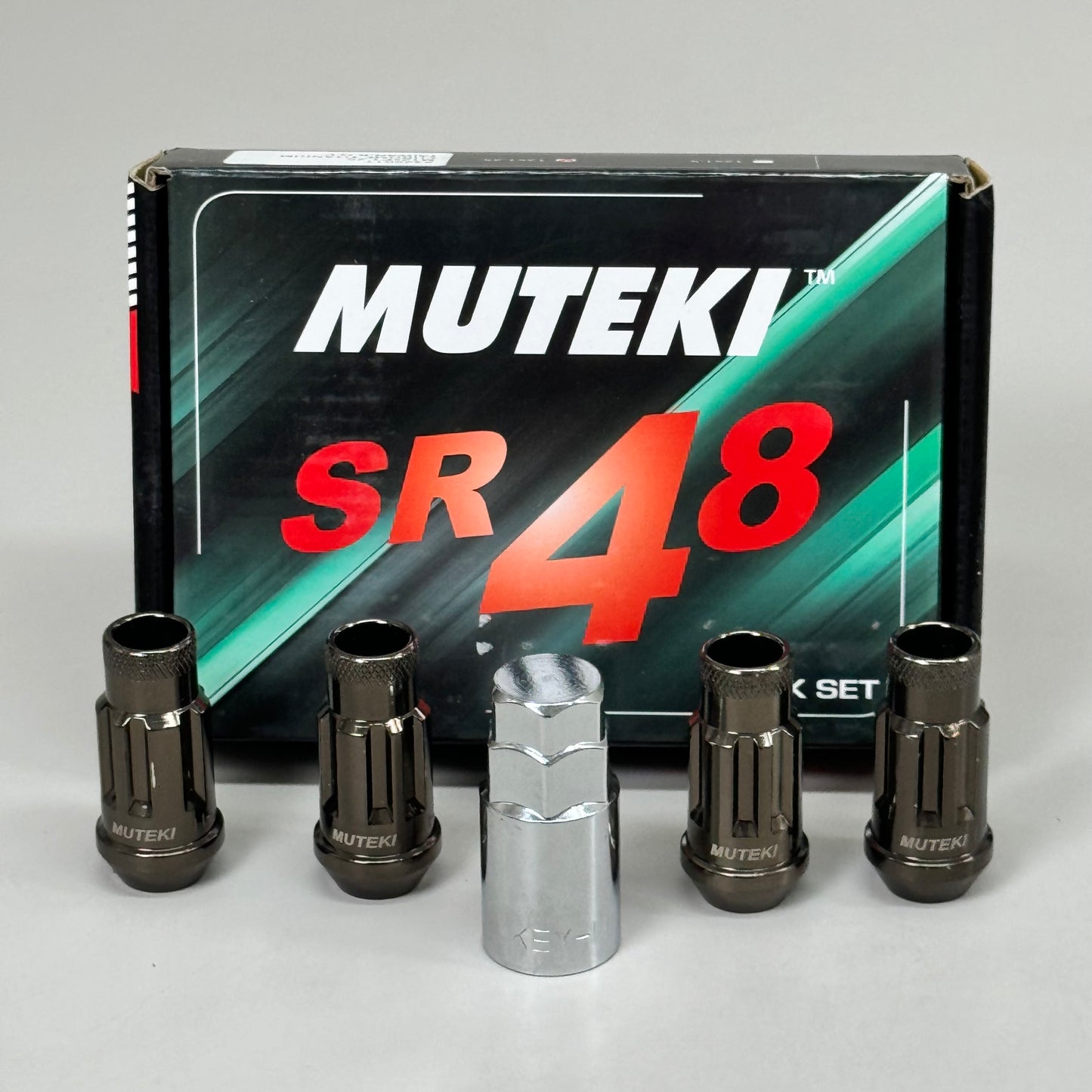 MUTEKI Open End Locking Lug Nut Set SR48 M12xP1.25 Chrome Titanium Finish 32901T