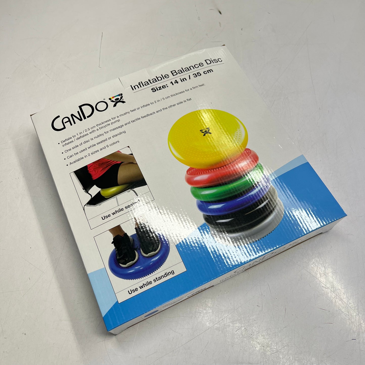 CANDO Sitting Or Standing Inflatable Balance Disc For Balance Training 14" Blue