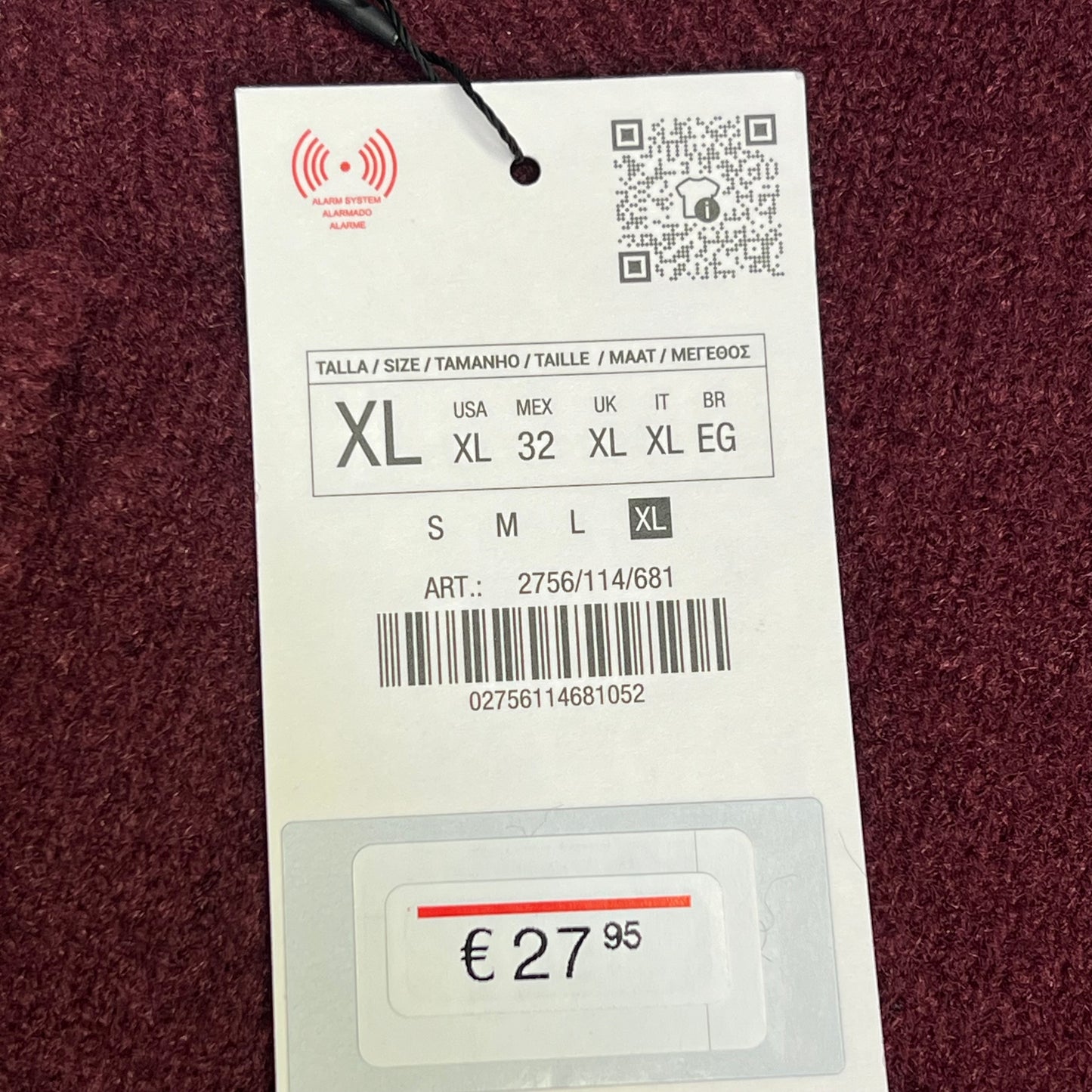 ZARA Plain Knit Cardigan W/ Ruffle Sleeves & Pearl Buttons Womens Sz XL Burgundy