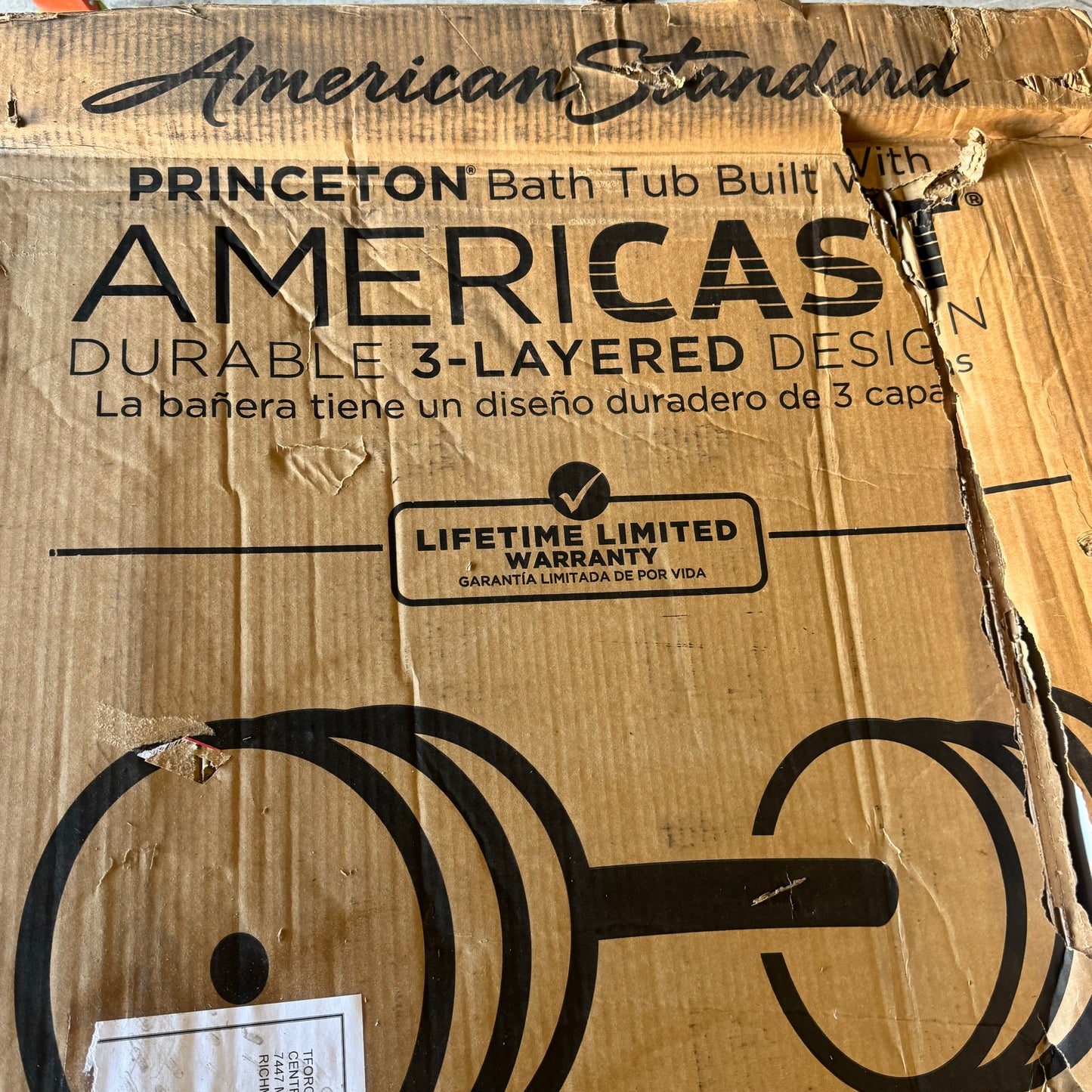 ZA@ AMERICAST STANDARD Tub Durable 3-Layered Design Sz 60”Lx34”Wx15”H (New Other)