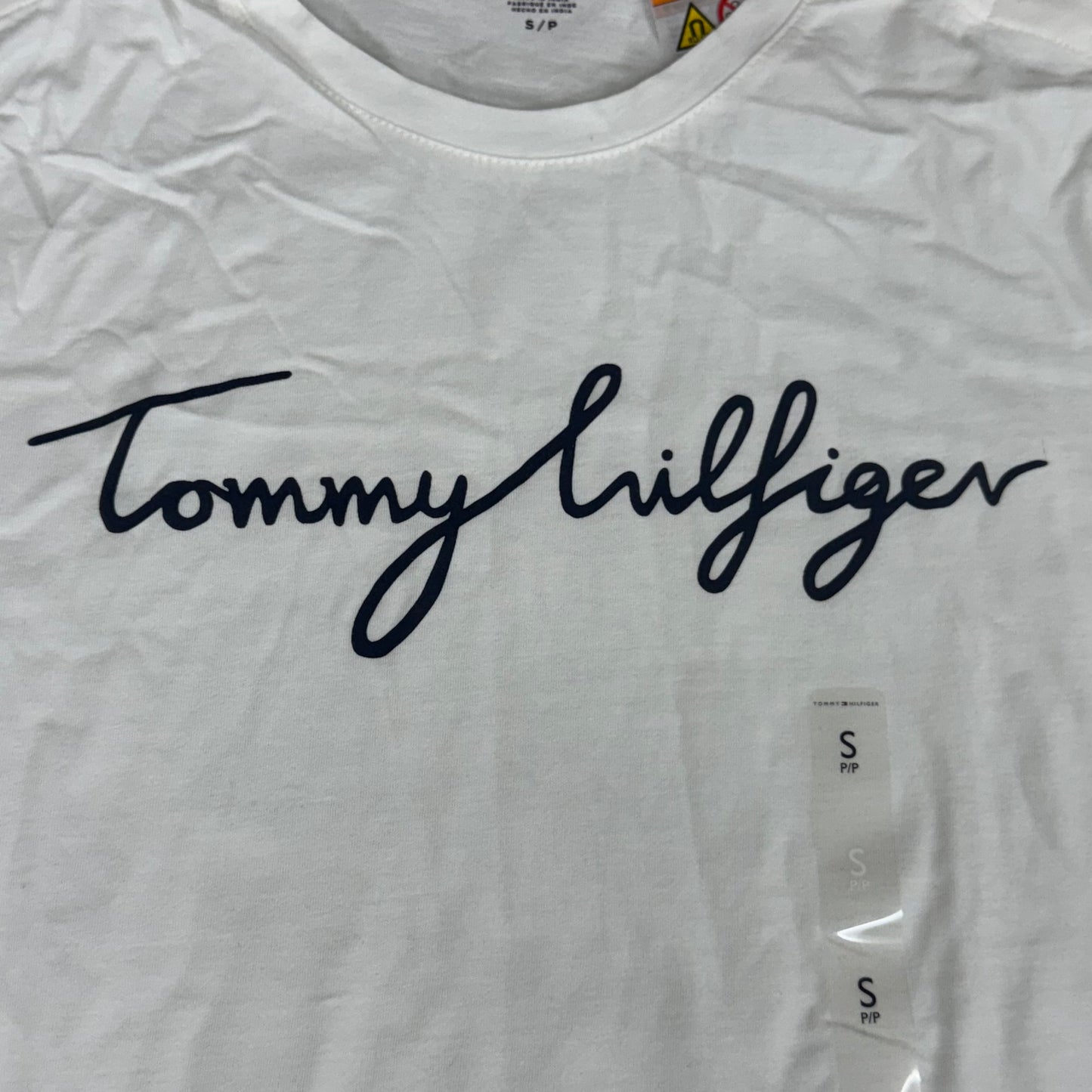 TOMMY HILFIGER Adaptive Short Sleeve Magnet Button T-Shirt White Women's SZ S/P Signature (New Other)