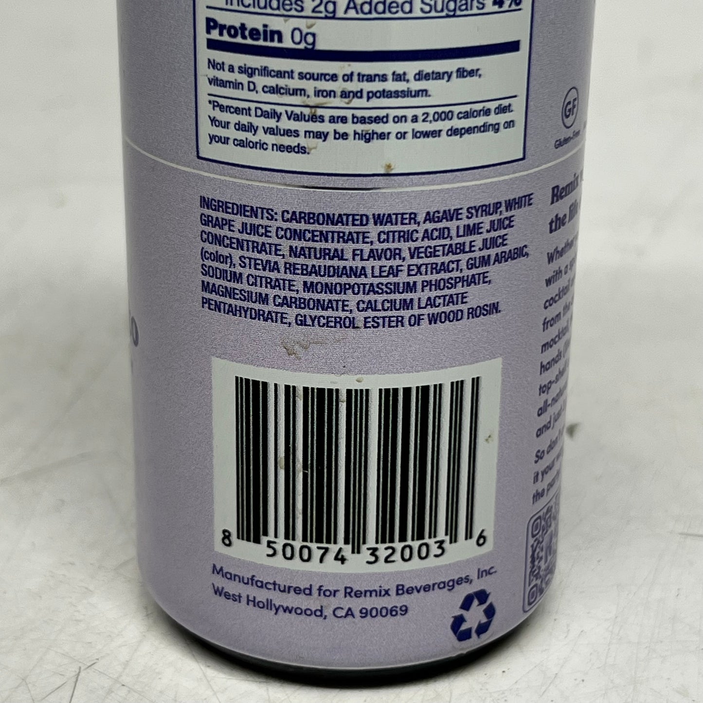 REMIX (4 PACK) Premium Mixer & Mocktail Muddle Berry Mojito 12 Fl Oz Grey BB 12/26