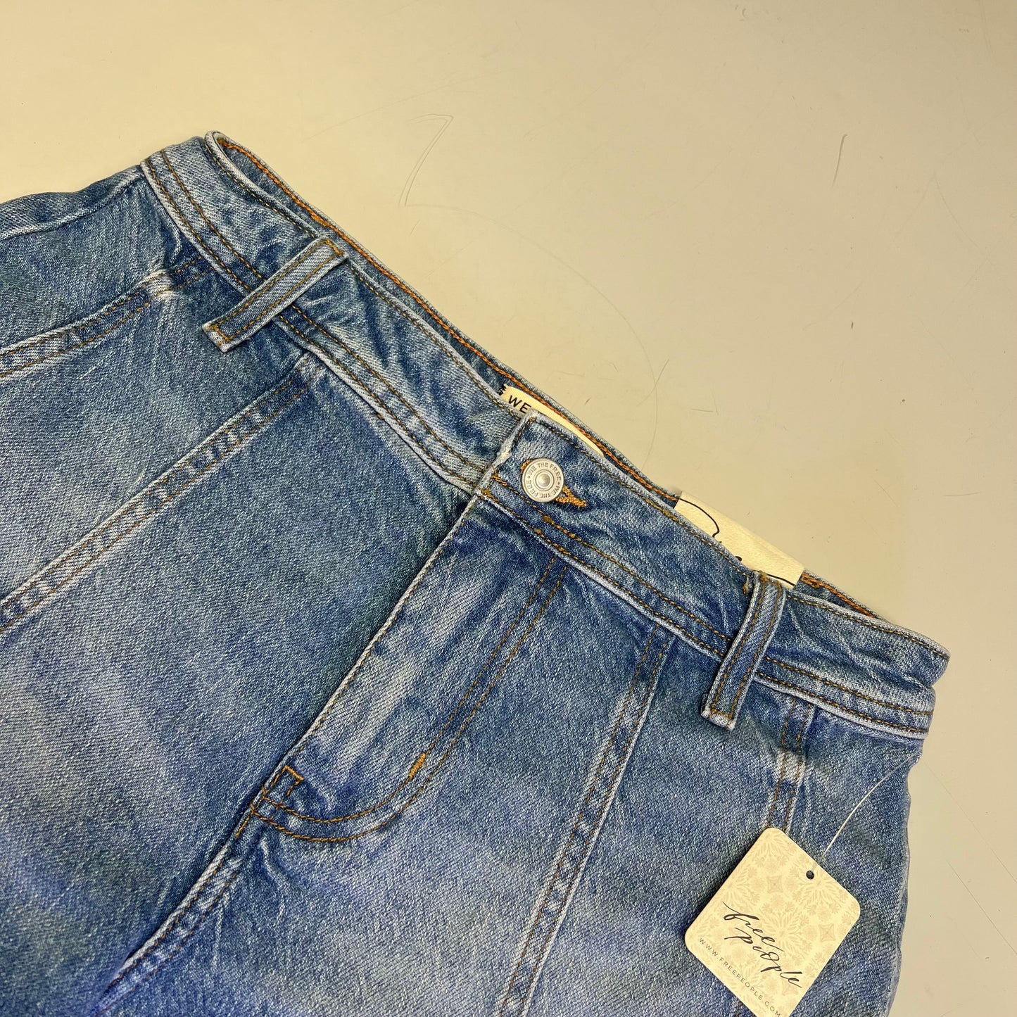 FREE PEOPLE CRVY Mona High-Rise Shorts  Women's Sz 32 Power Trip Blue 89248835