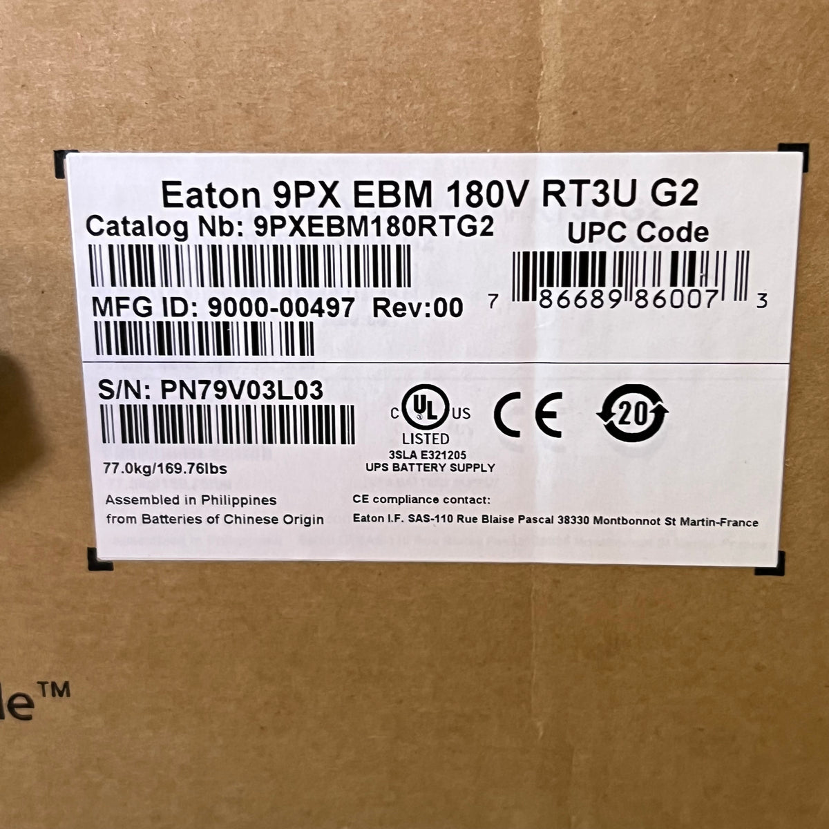 EATON Extended Battery Module 9PX/9SX 180V - Black 9PXEBM180RTG2
