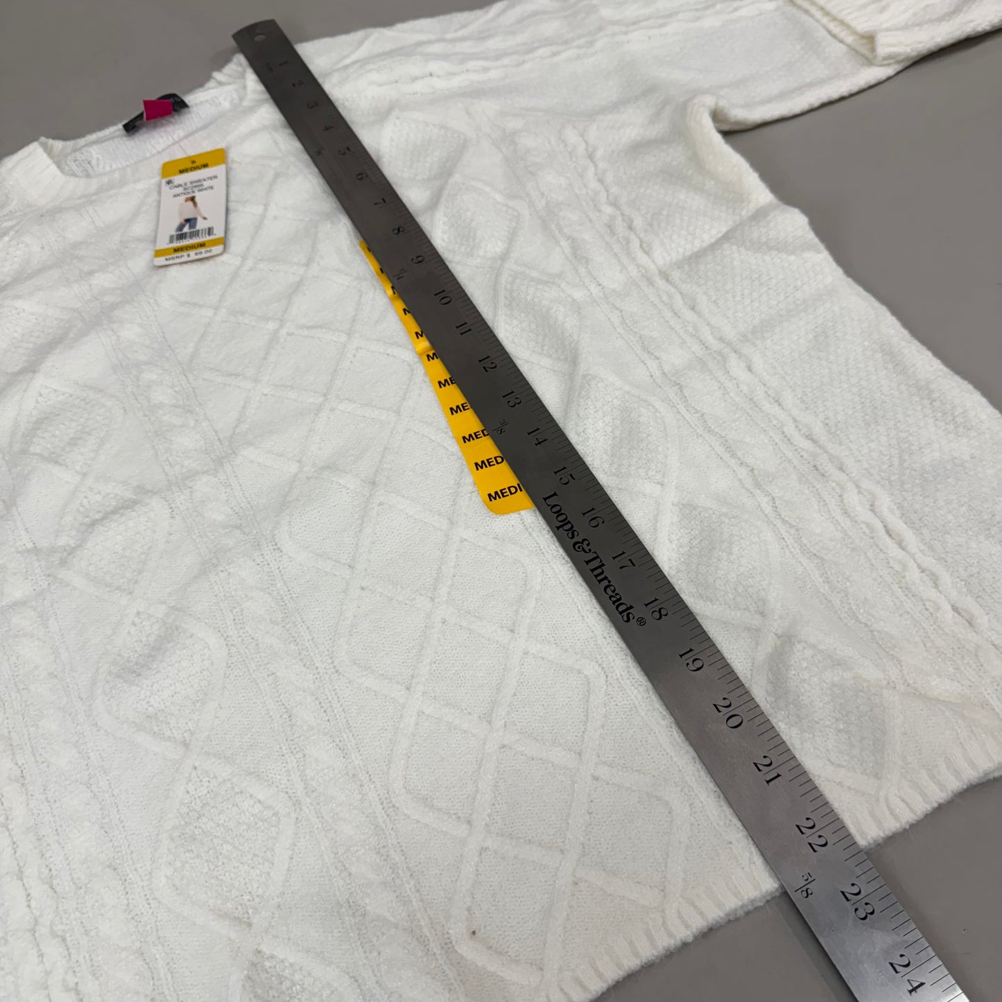 VINCE CAMUTO Cable Knit Sweater Women's Sz-M Antique White SC2895