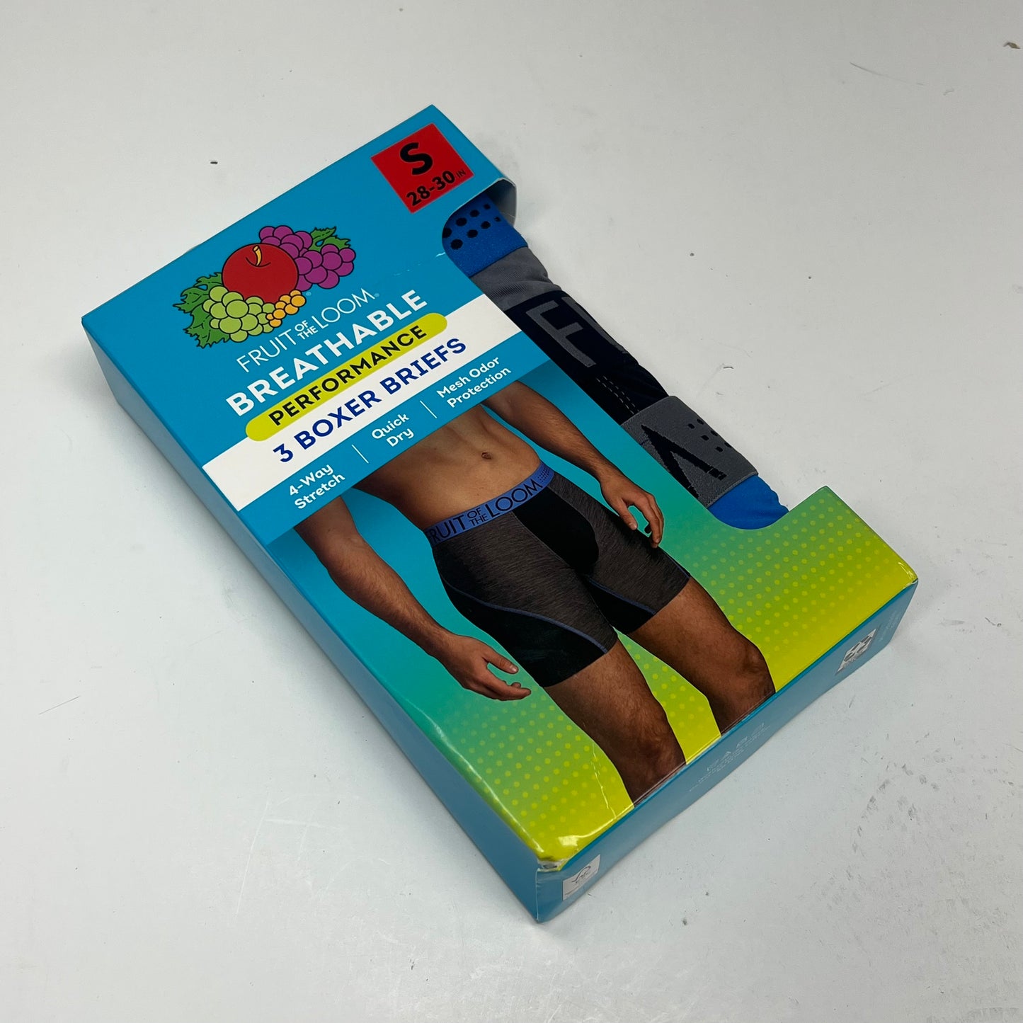 ZA@ FRUIT OF THE LOOM Breathable Performance Boxer Breifs Men's Sz S Blue/Grey/Black 8WP3BBC