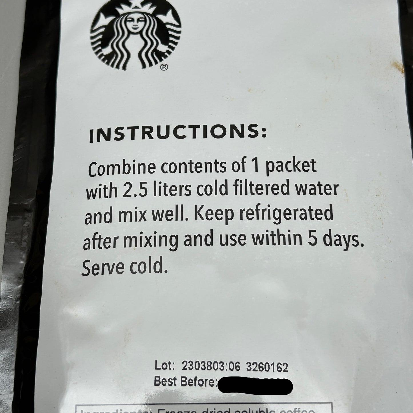 ZA@ STARBUCKS (20 PACK) Freeze Dried Cold Brew Powder 1.48 oz/pouch BB 03/26