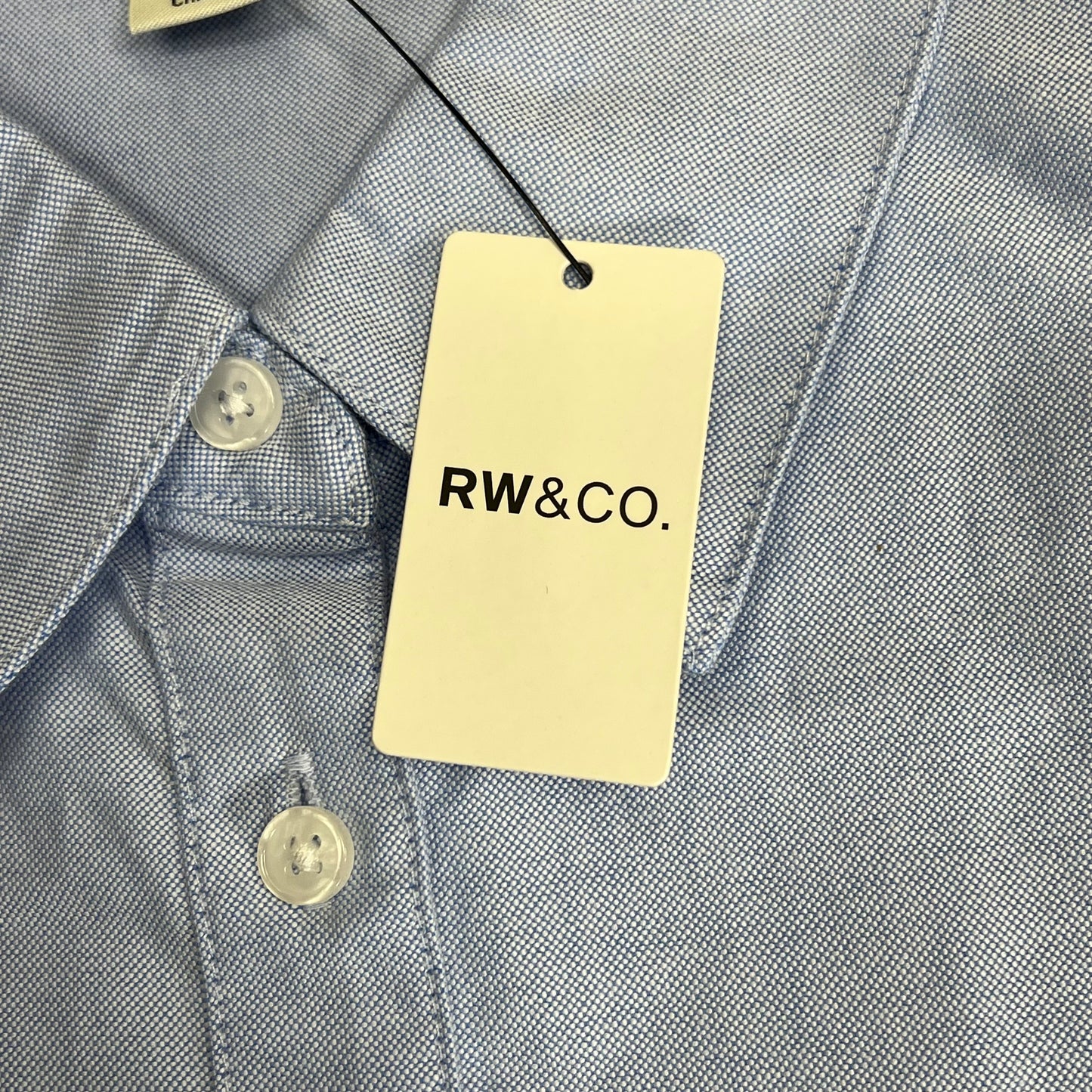 RW & CO Long Sleeve Oxford Button Up Shirt  Women's Sz L Brunnera Blue 492971