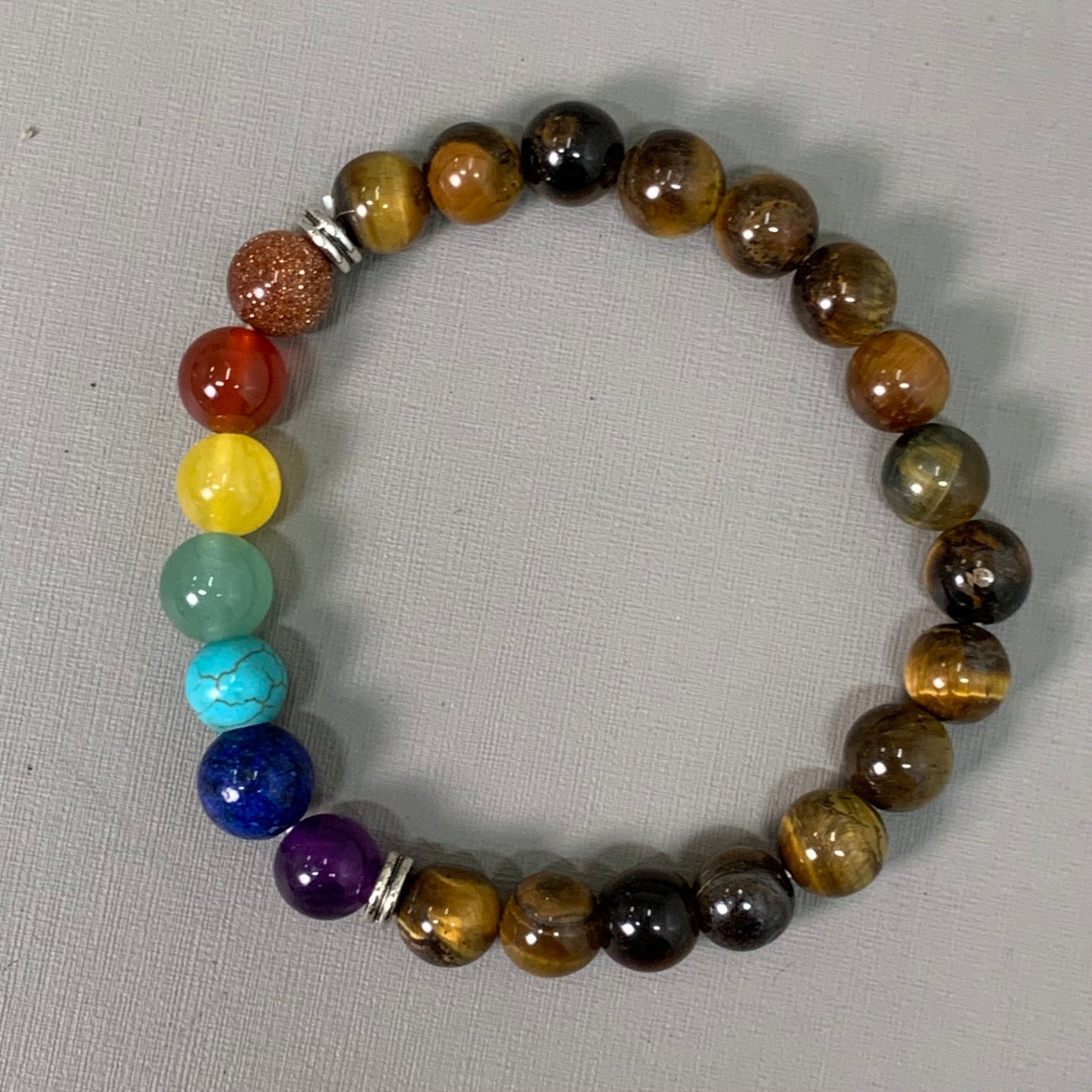 BEST WHOLESALE (12 PACK) Beaded Dark Brown Rainbow Crystal Bracelets 3"