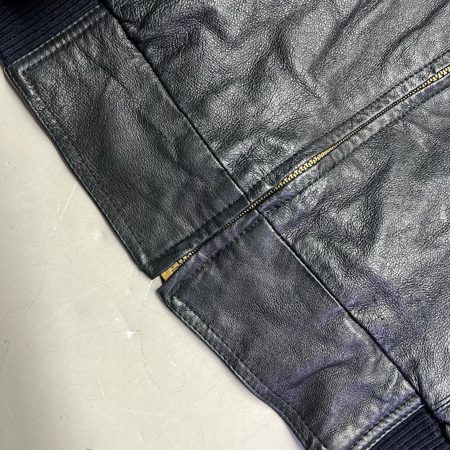 NEW ORDEDR Authentic Leather Jacket Full Zip Men's Sz L Black (Pre-Owned)