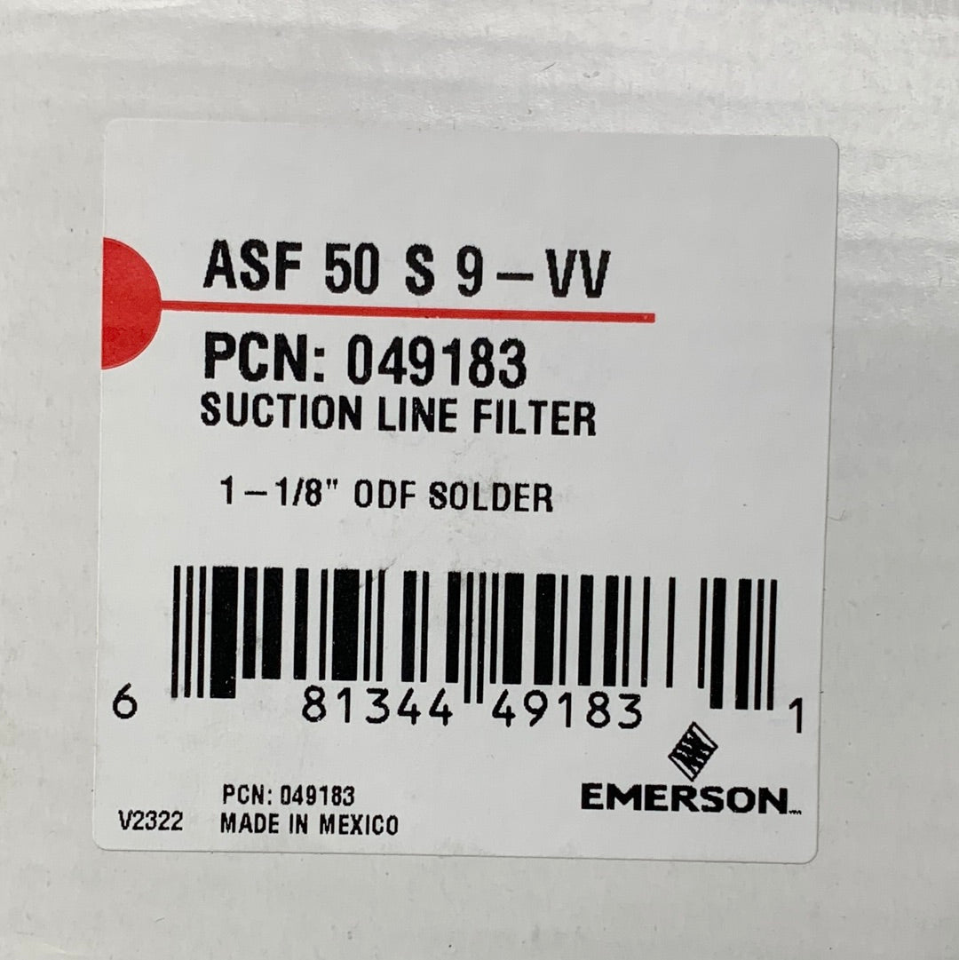 EMERSON Suction Line Filter Drier 50S9VV ASF 1-1/8" ODF Solder 049183