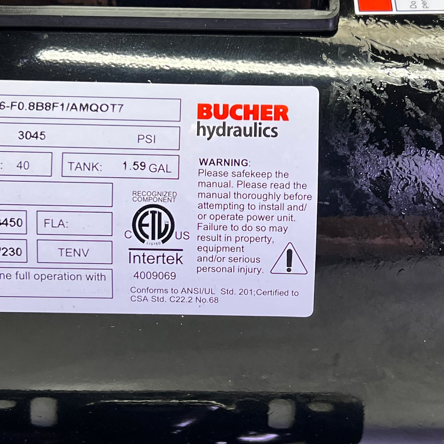 BUTCHER Hydraulic Power Unit 115/230 Volt 1.59 Gal Tank YBZ6-F0.8B8F1/AMQO|T7