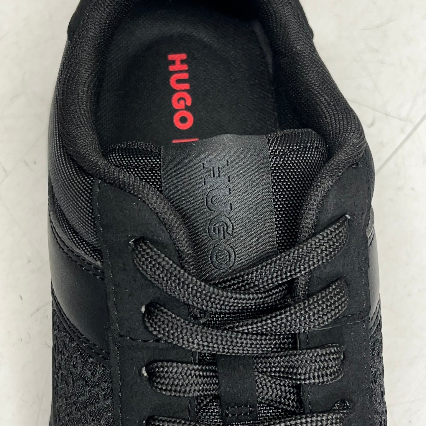 HUGO BOSS Shoe Lace Up Trainers W/ Monogram Detailing Men's US Sz 10 Black 6073904