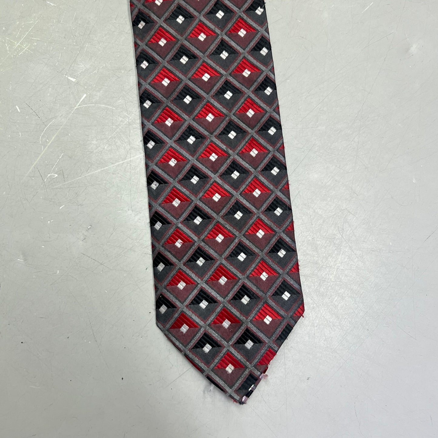 ALEXANDER JULIAN COLOURS Diamond Pattern Polyester Tie 60" Red (Pre-Owned)