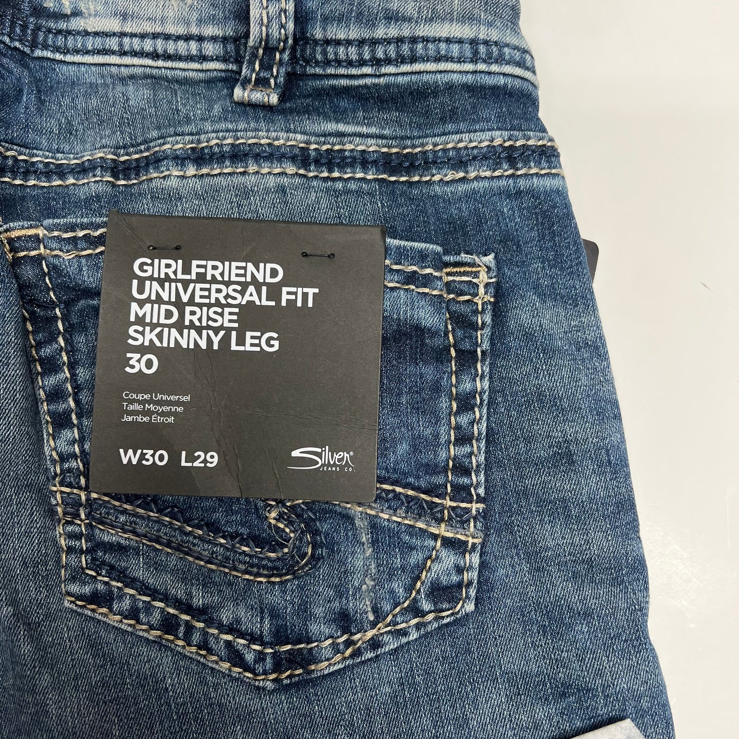SILVER JEANS CO. Girlfriend Mid Rise Skinny Leg Jeans Women's Size 30/29 Indigo