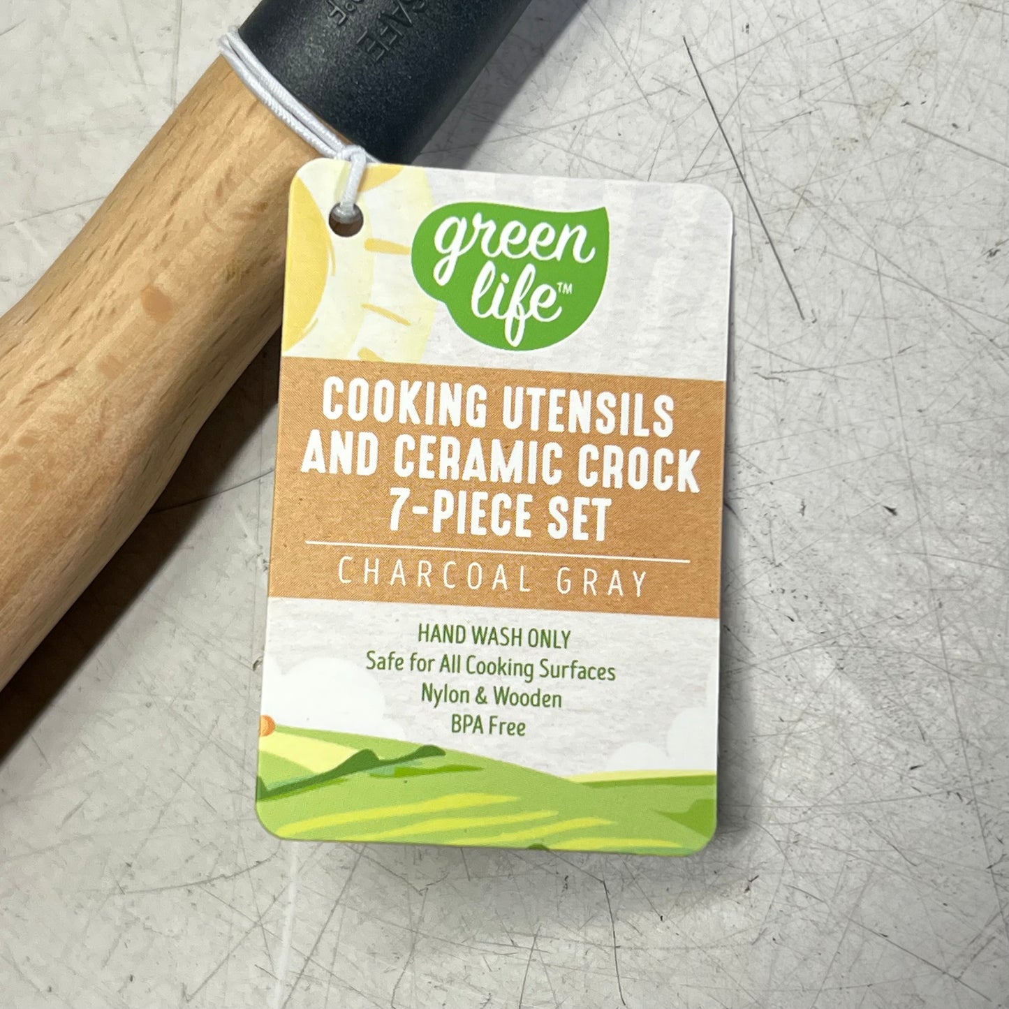 GREEN LIFE (7 PIECE) Cooking Tools & Utensils Set Wood & Nylon Gray CC005007-001